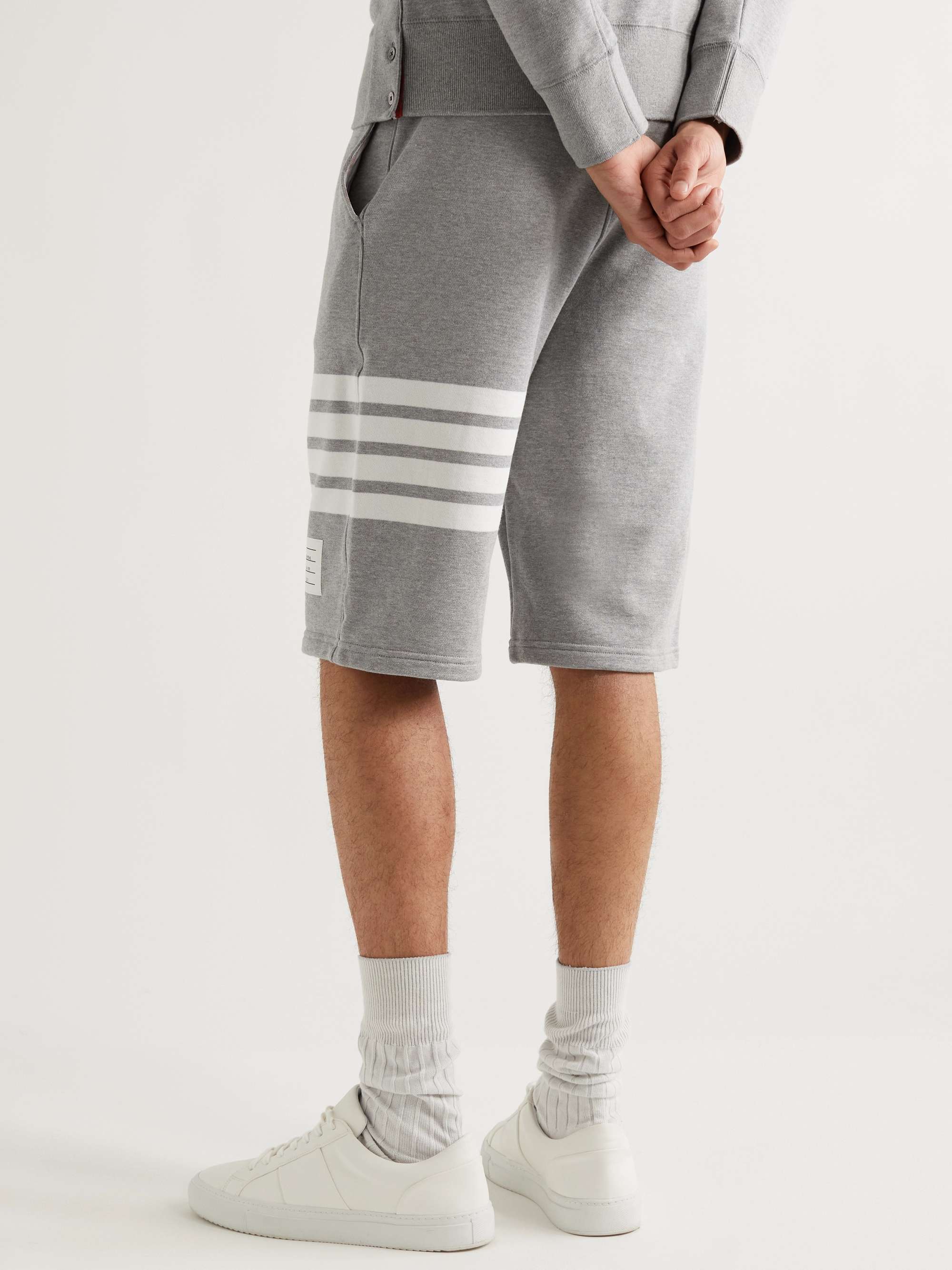 THOM BROWNE Striped Loopback Cotton-Jersey Shorts