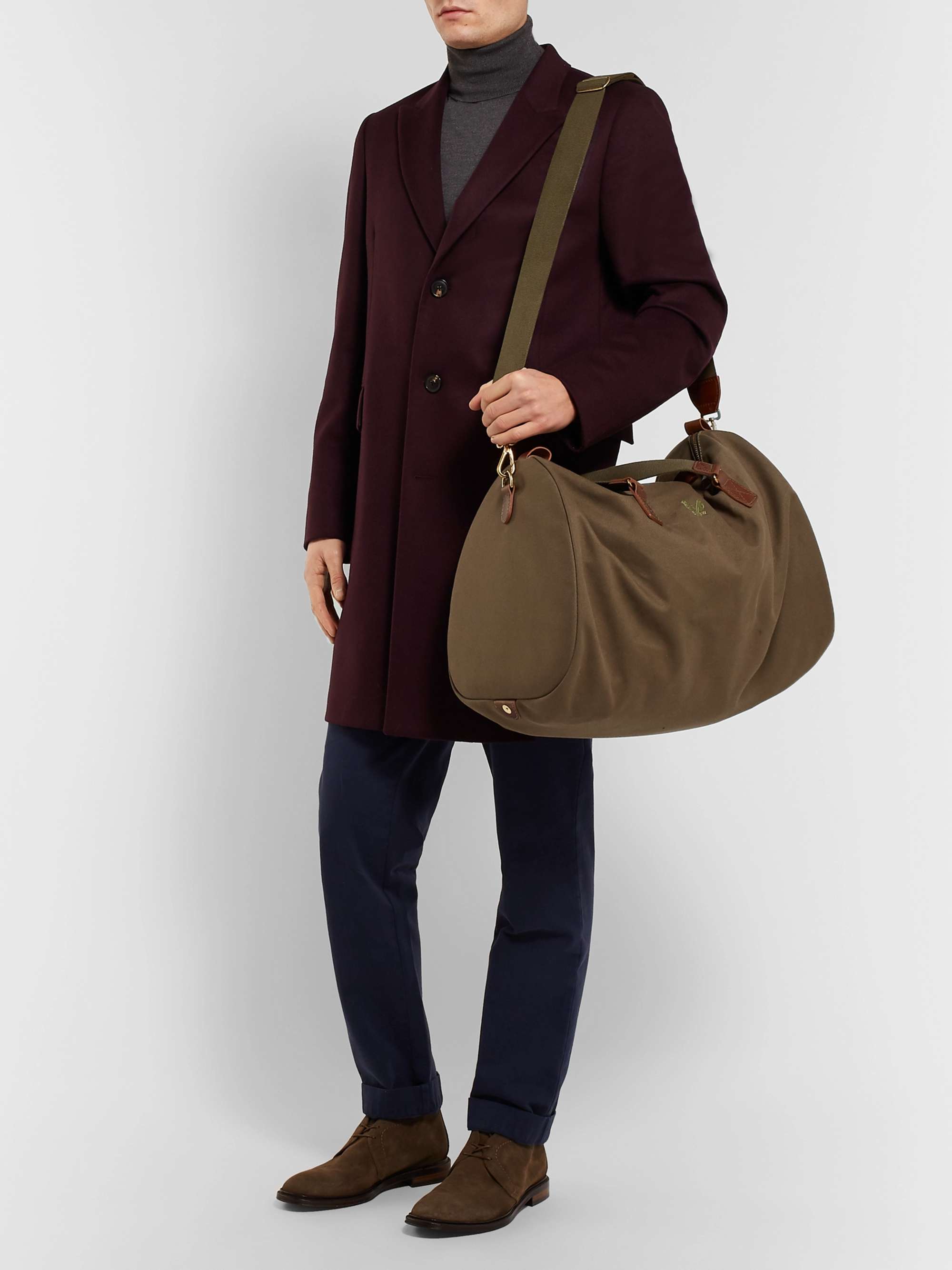 BENNETT WINCH Leather-Trimmed Cotton-Canvas Suit Carrier and Holdall