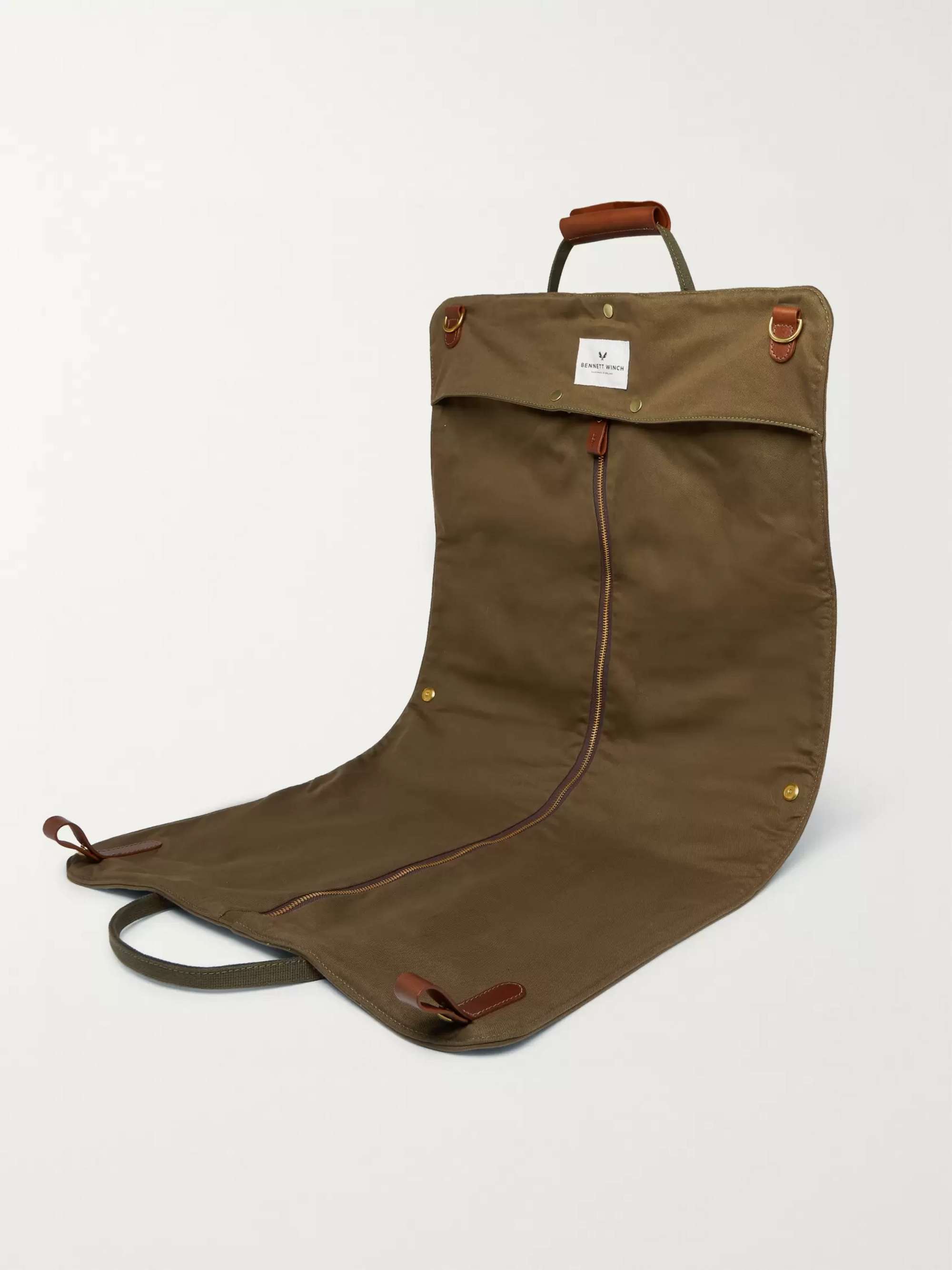 BENNETT WINCH Leather-Trimmed Cotton-Canvas Suit Carrier and Holdall