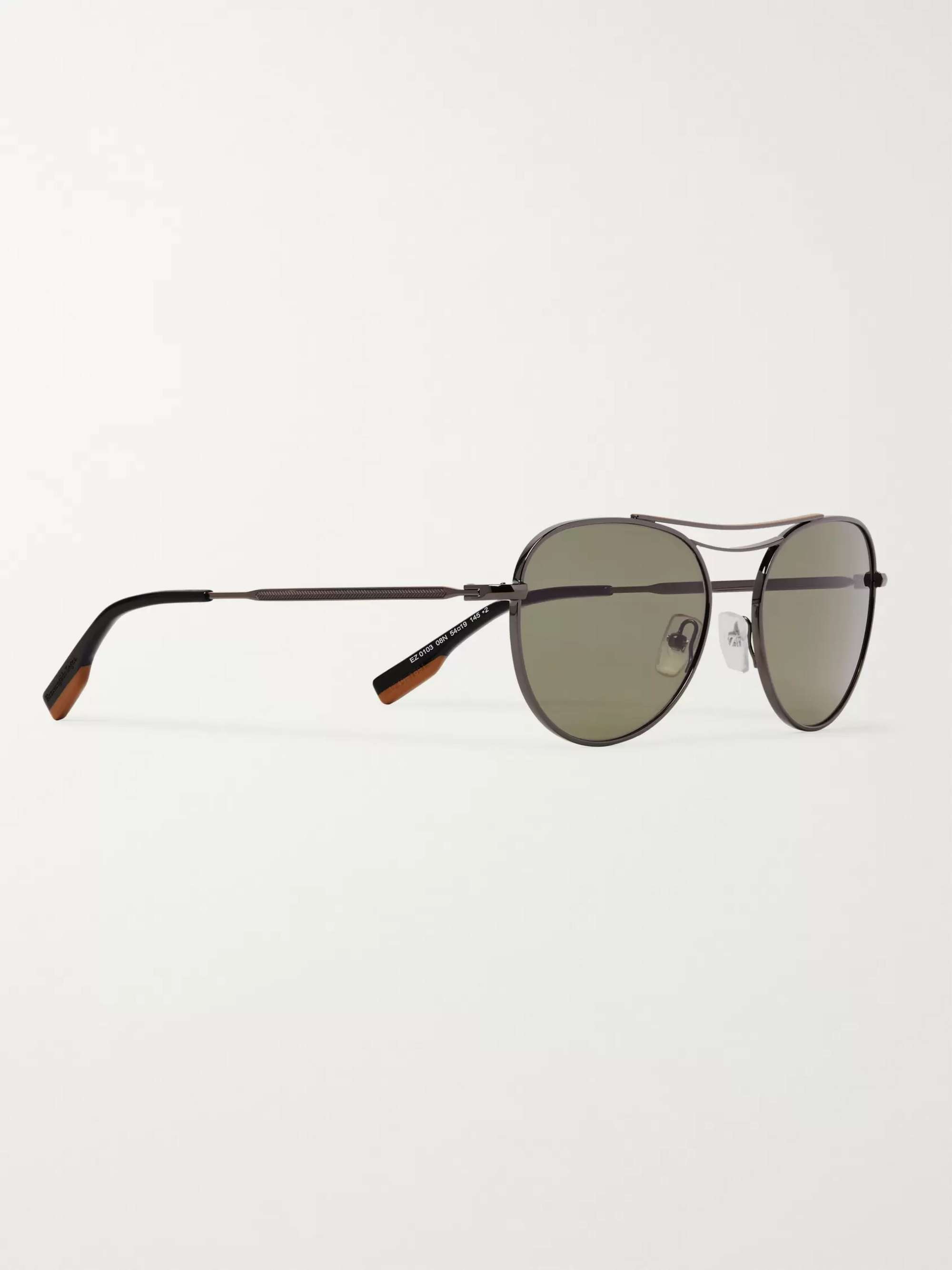 ZEGNA Aviator-Style Gunmetal-Tone Sunglasses