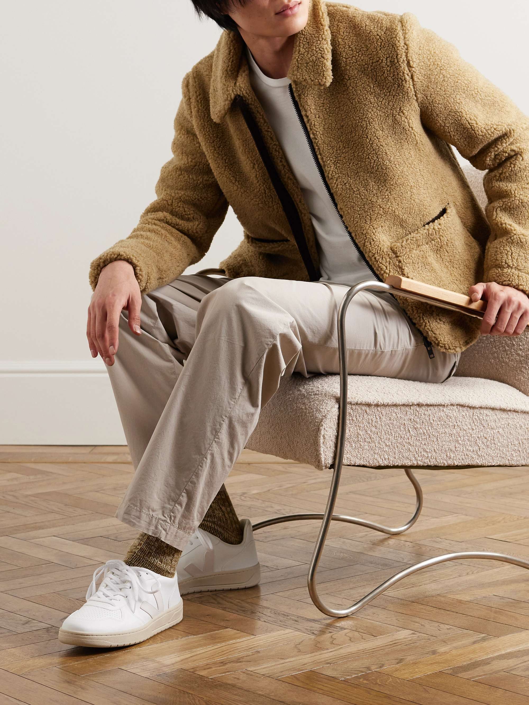 VEJA V-10 Rubber-trimmed Leather Sneakers