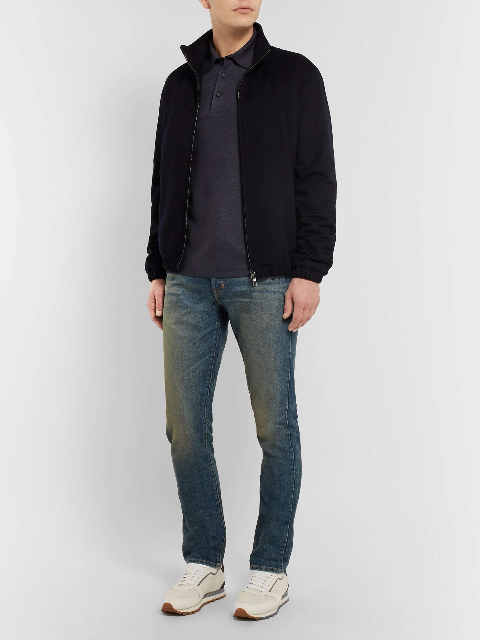 ZEGNA Textured Cotton and Silk-Blend Polo Shirt