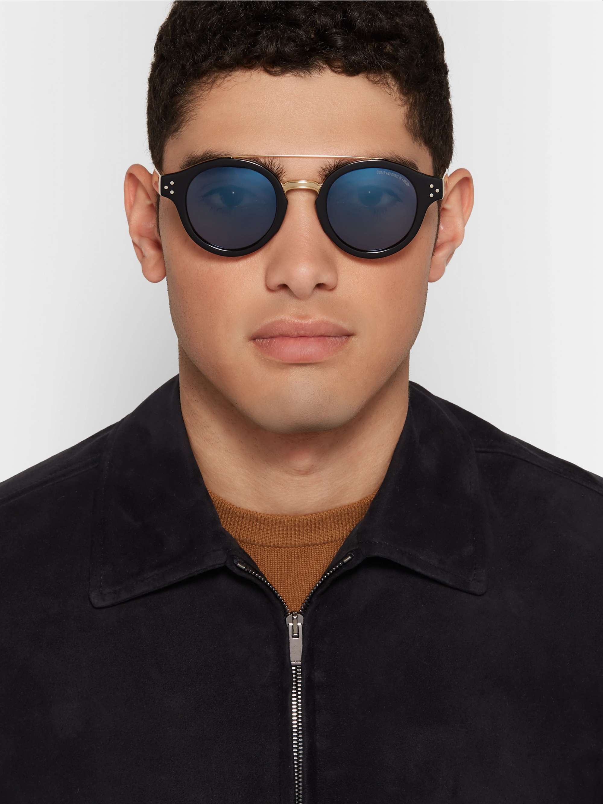 CUTLER AND GROSS Round-Frame Gold-Tone and Acetate Sunglasses