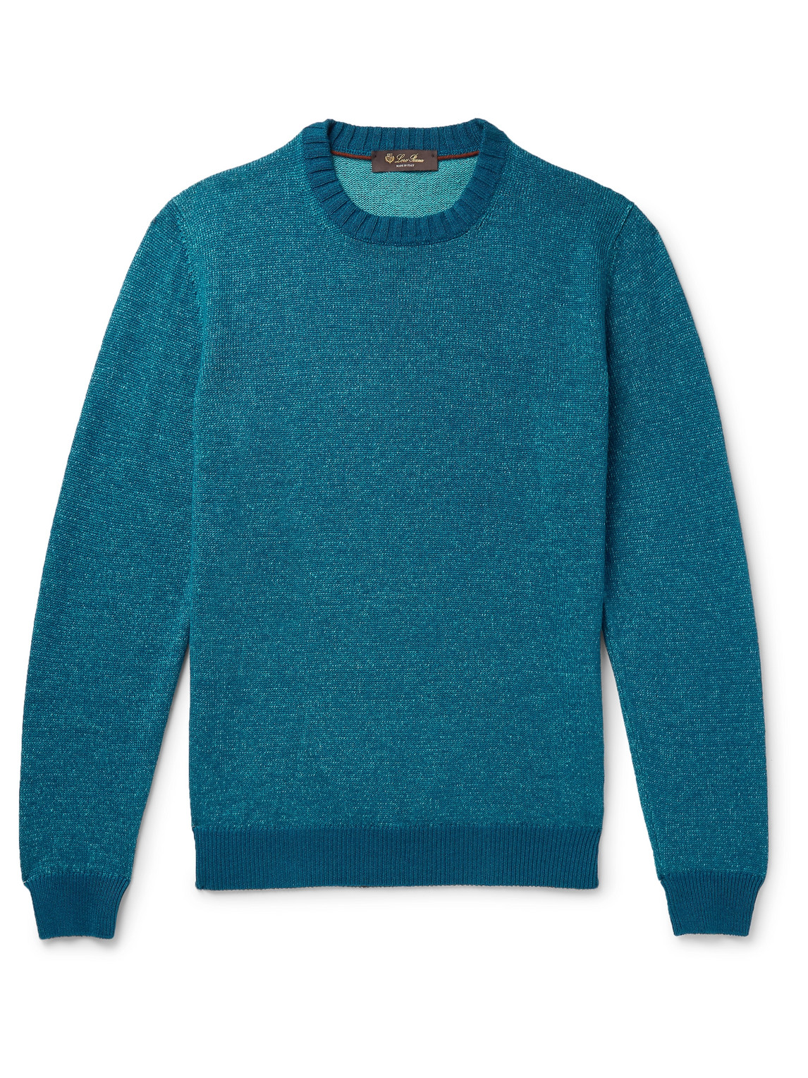Loro Piana Slim-fit Mélange Linen, Cashmere And Silk-blend Sweater In Blue