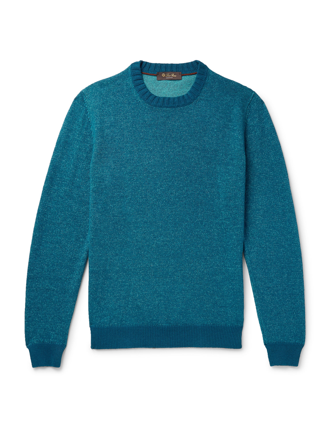 Loro Piana Slim-fit Mélange Linen, Cashmere And Silk-blend Sweater In Blue