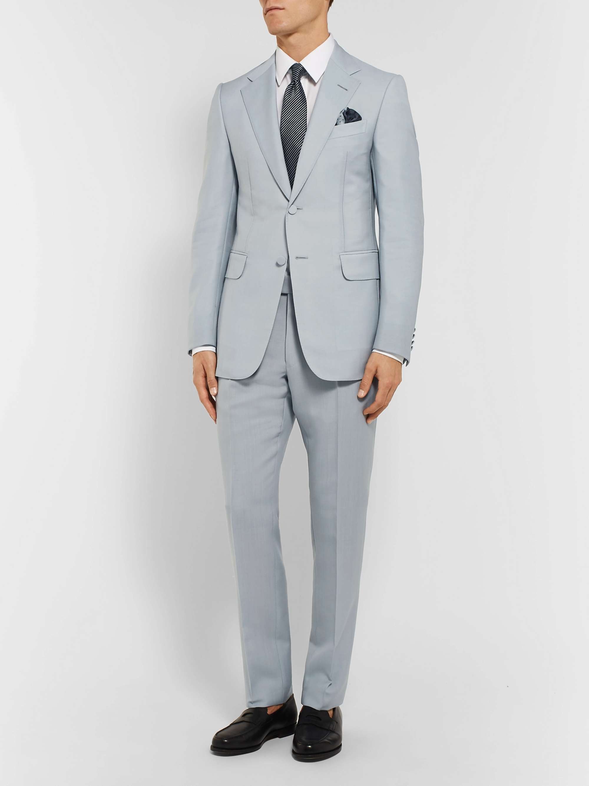 DUNHILL Stone Slim-Fit Mohair and Wool-Blend Suit Trousers
