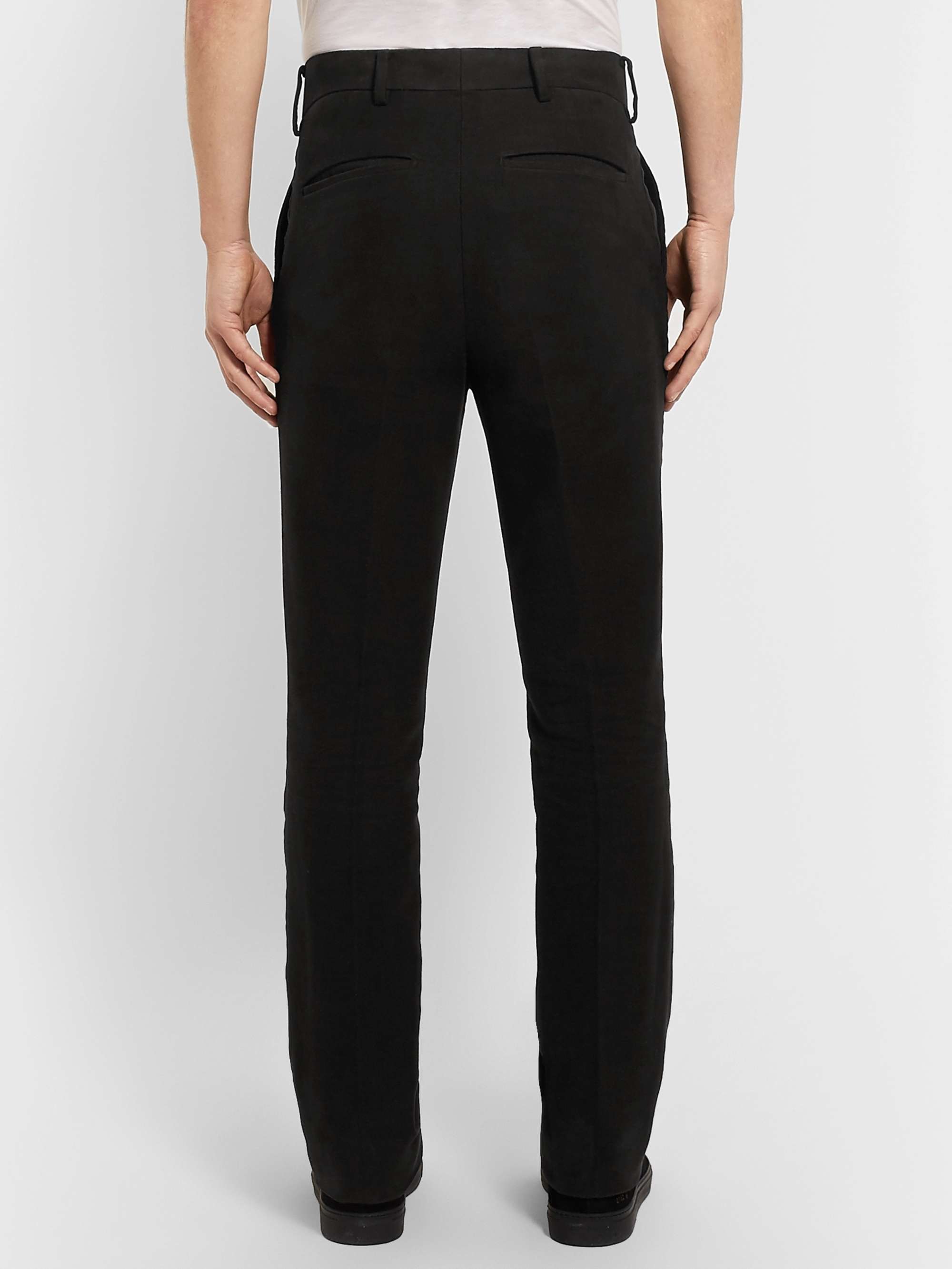 THE ROW Black Mick Slim-Fit Cotton and Cashmere-Blend Moleskin Trousers