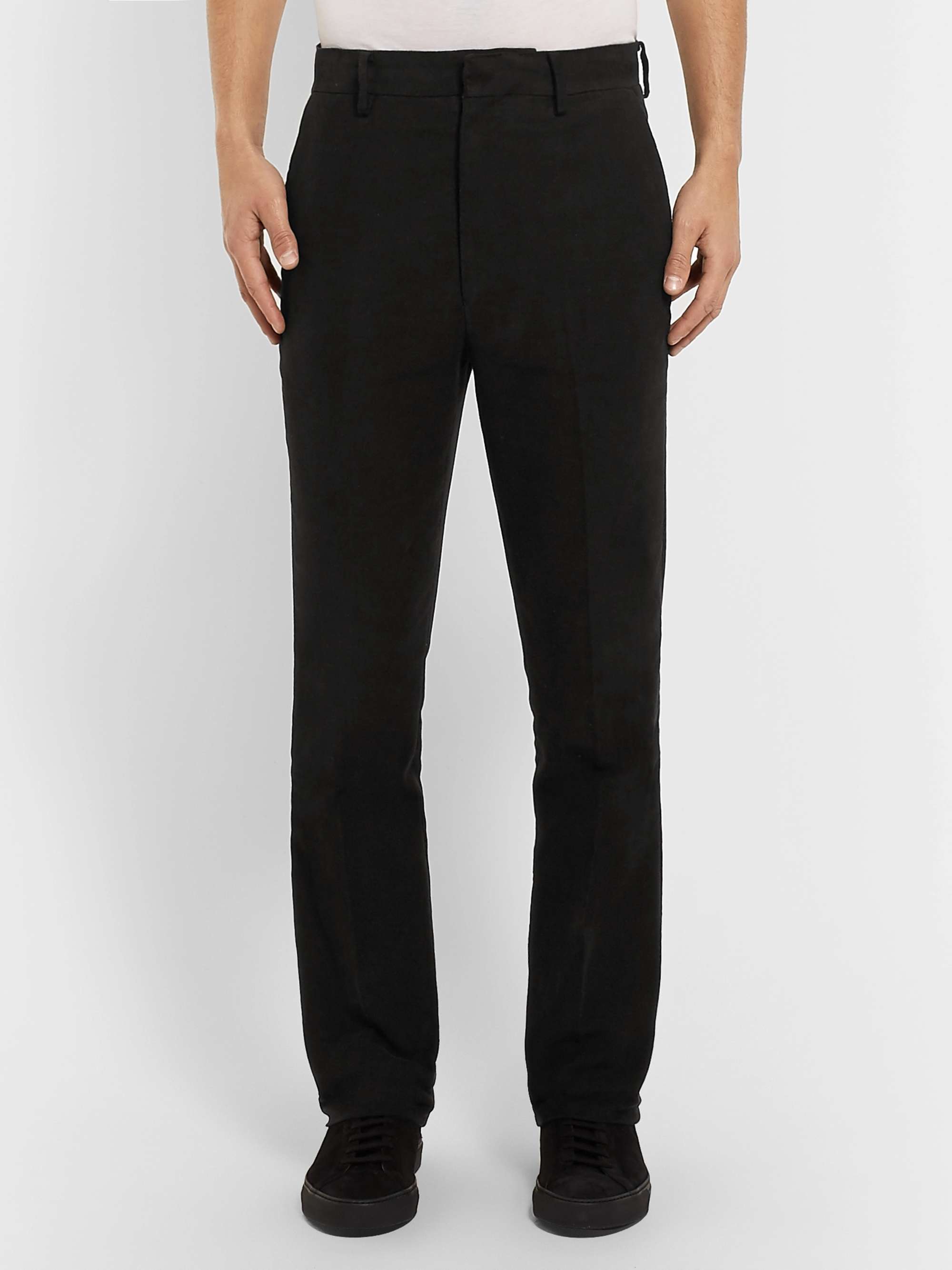 THE ROW Black Mick Slim-Fit Cotton and Cashmere-Blend Moleskin Trousers