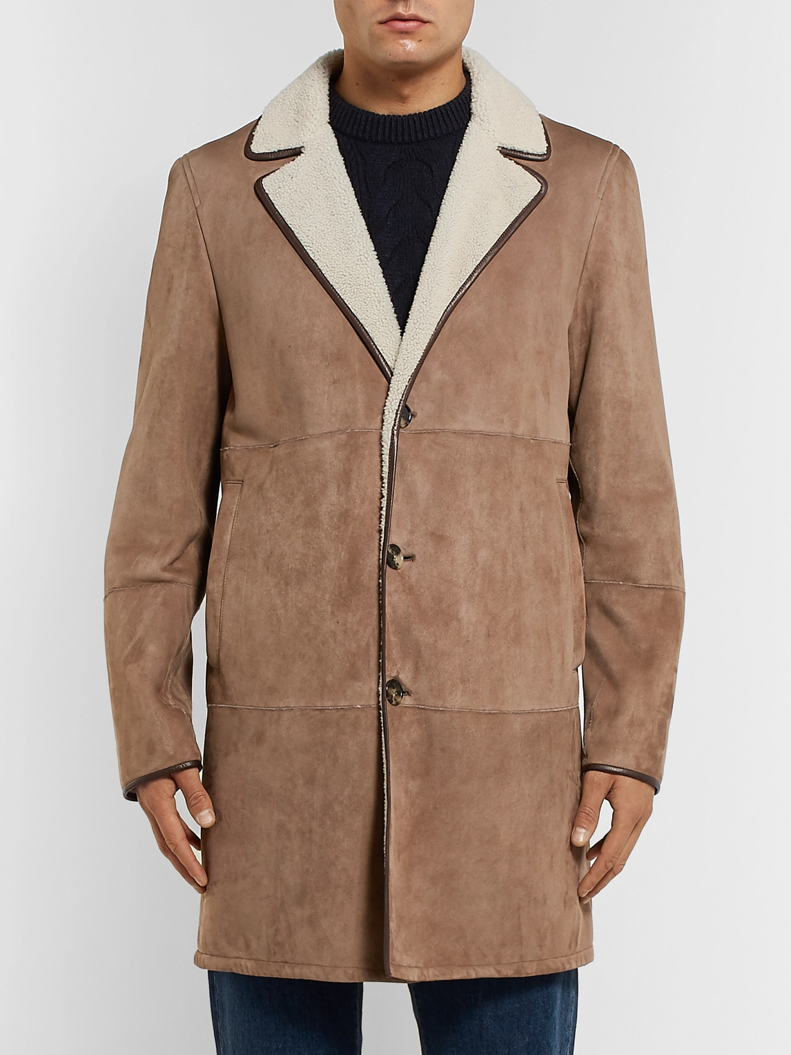 Shop Loro Piana Wollaston Shearling Coat In Brown