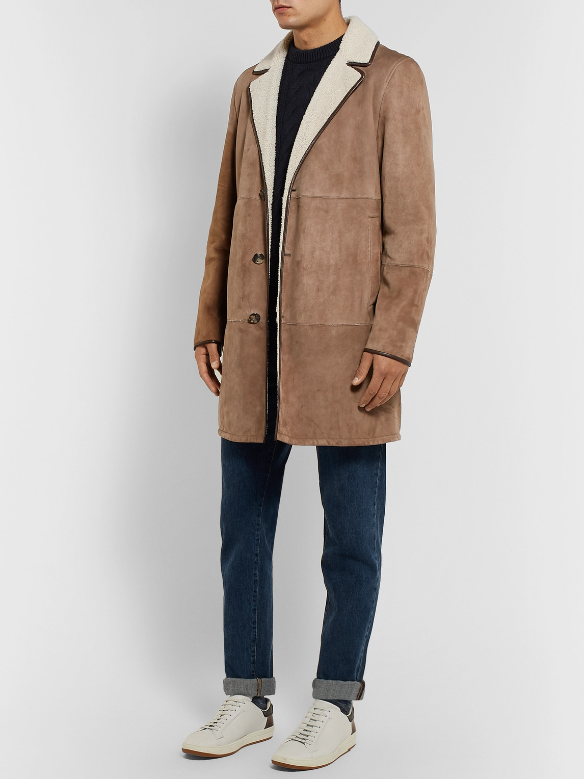 Shop Loro Piana Wollaston Shearling Coat In Brown