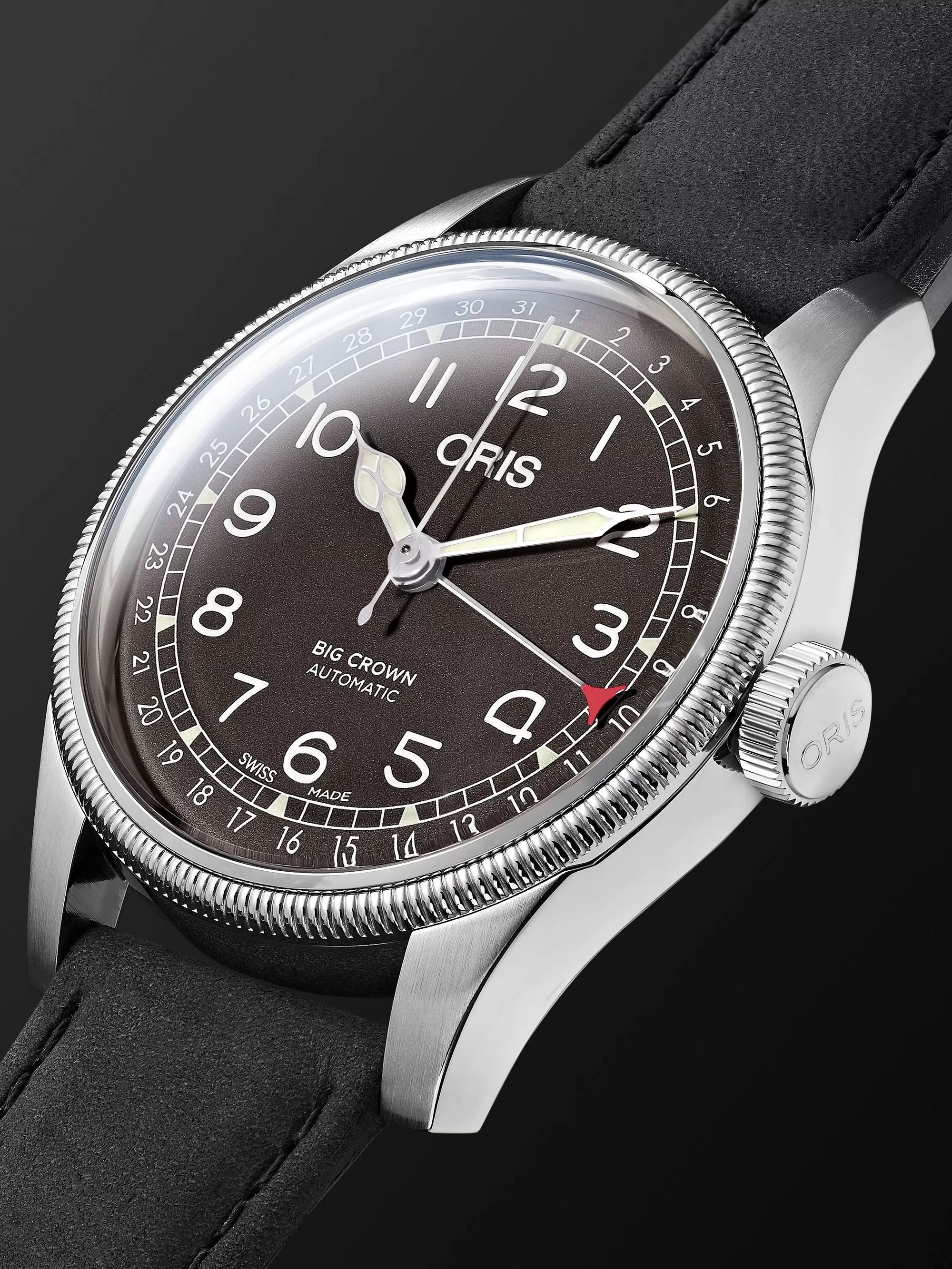 ORIS Big Crown Pointer Date Automatic 40mm Stainless Steel and Leather Watch, Ref. No. 01 754 7741 4064-07 5 20 65