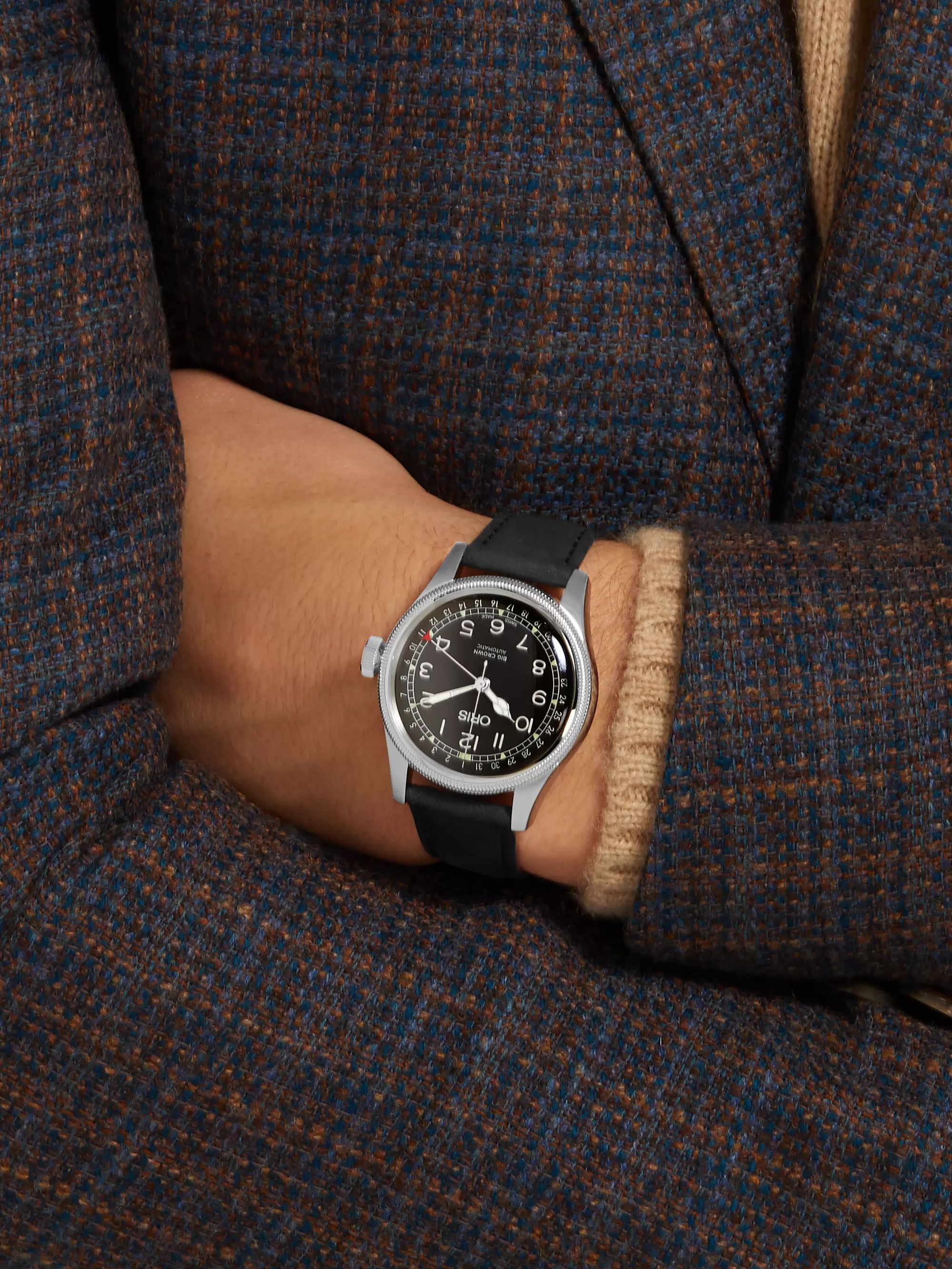 ORIS Big Crown Pointer Date Automatic 40mm Stainless Steel and Leather Watch, Ref. No. 01 754 7741 4064-07 5 20 65