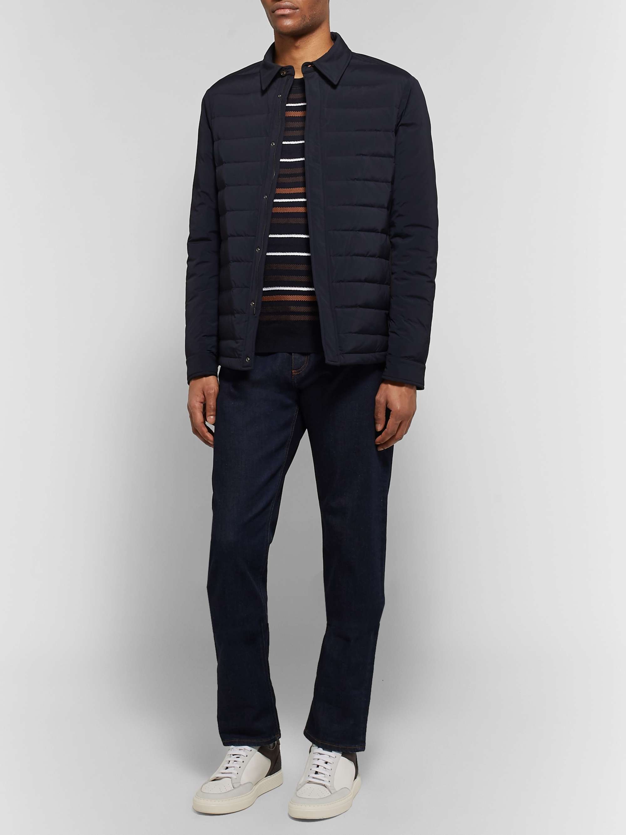 ZEGNA Intarsia Striped Wool and Silk-Blend Sweater