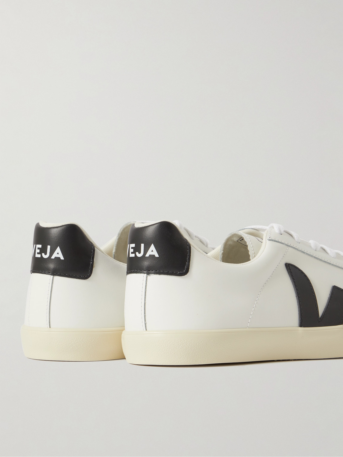 Shop Veja Esplar Rubber-trimmed Leather Sneakers In White