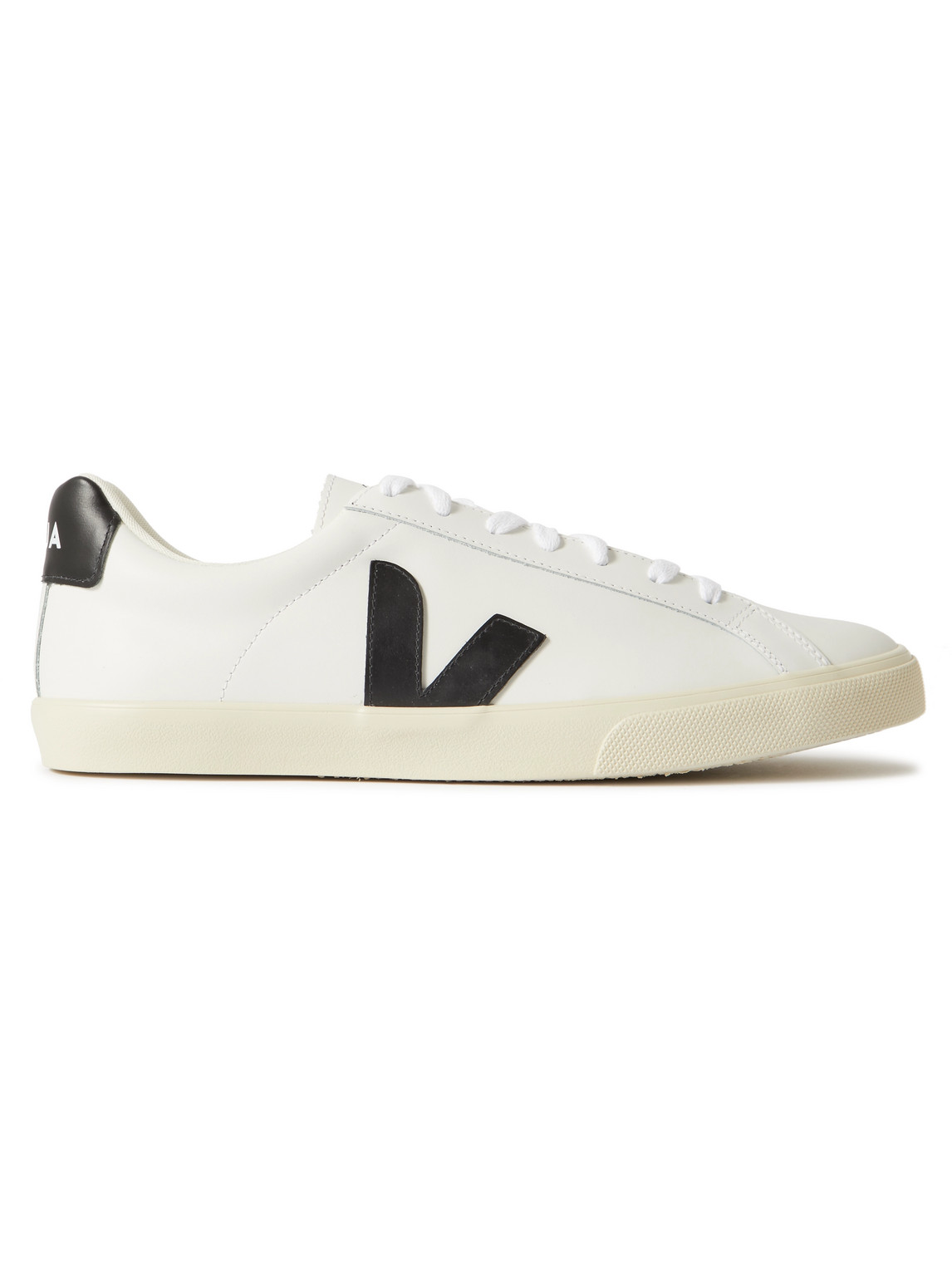 Shop Veja Esplar Rubber-trimmed Leather Sneakers In White