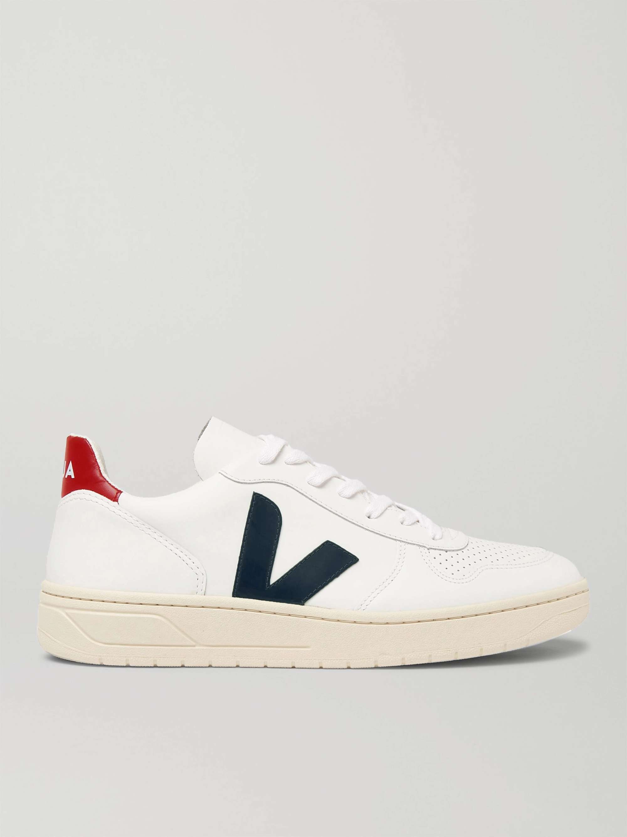 V-10 Rubber-Trimmed Leather Sneakers for Men | MR PORTER