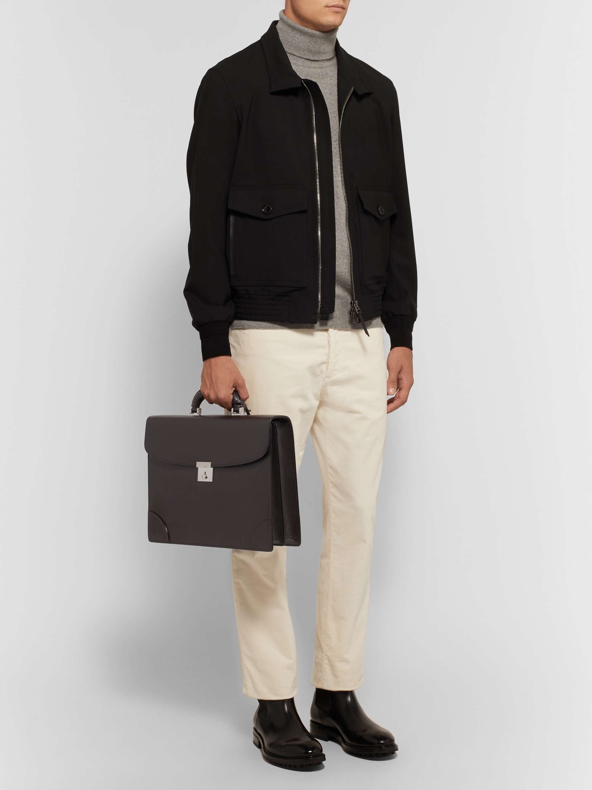 VALEXTRA Cross-Grain Leather Briefcase