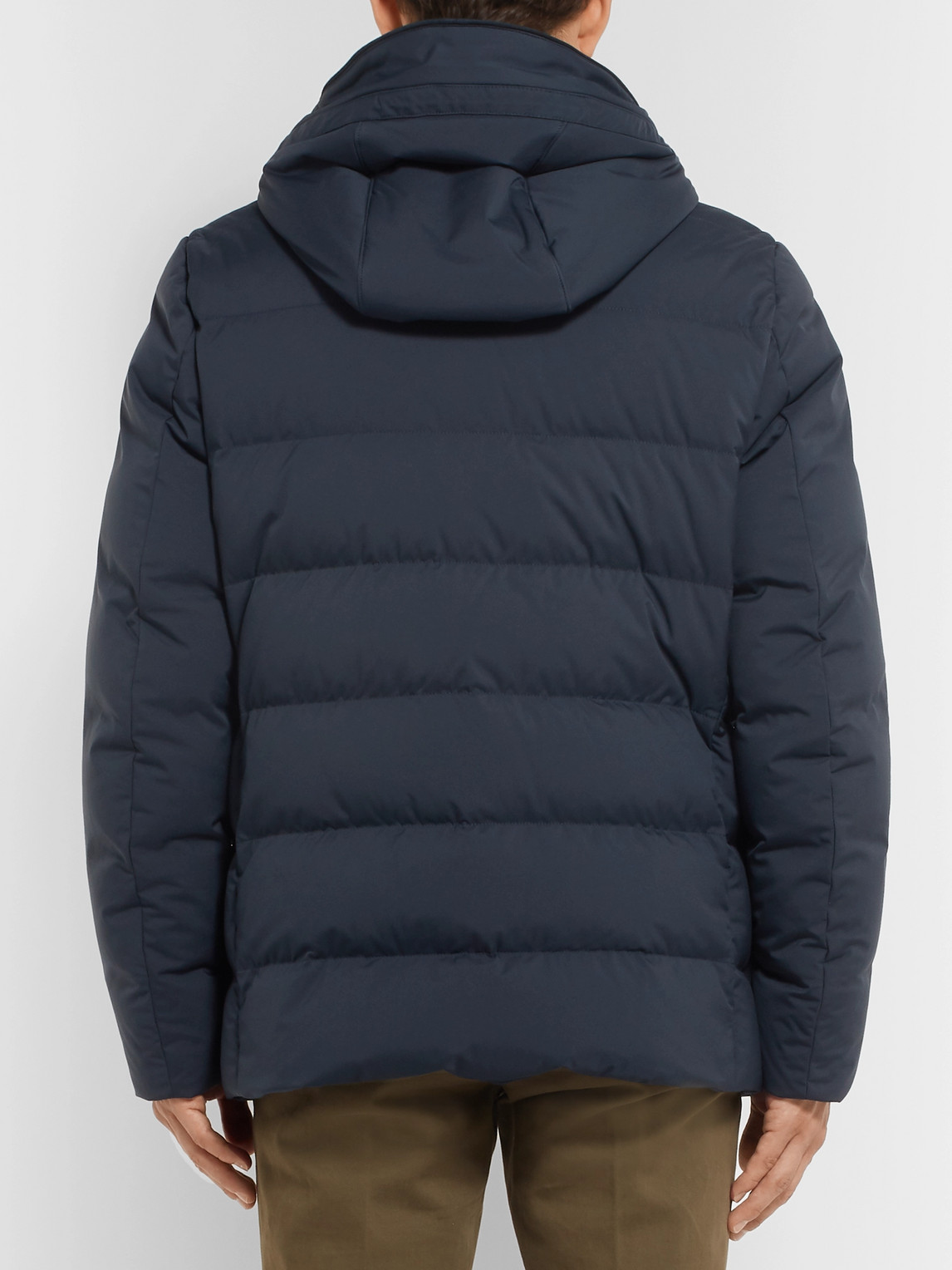 Shop Loro Piana Clearwater Quilted Storm System Shell Hooded Down Jacket In Blue