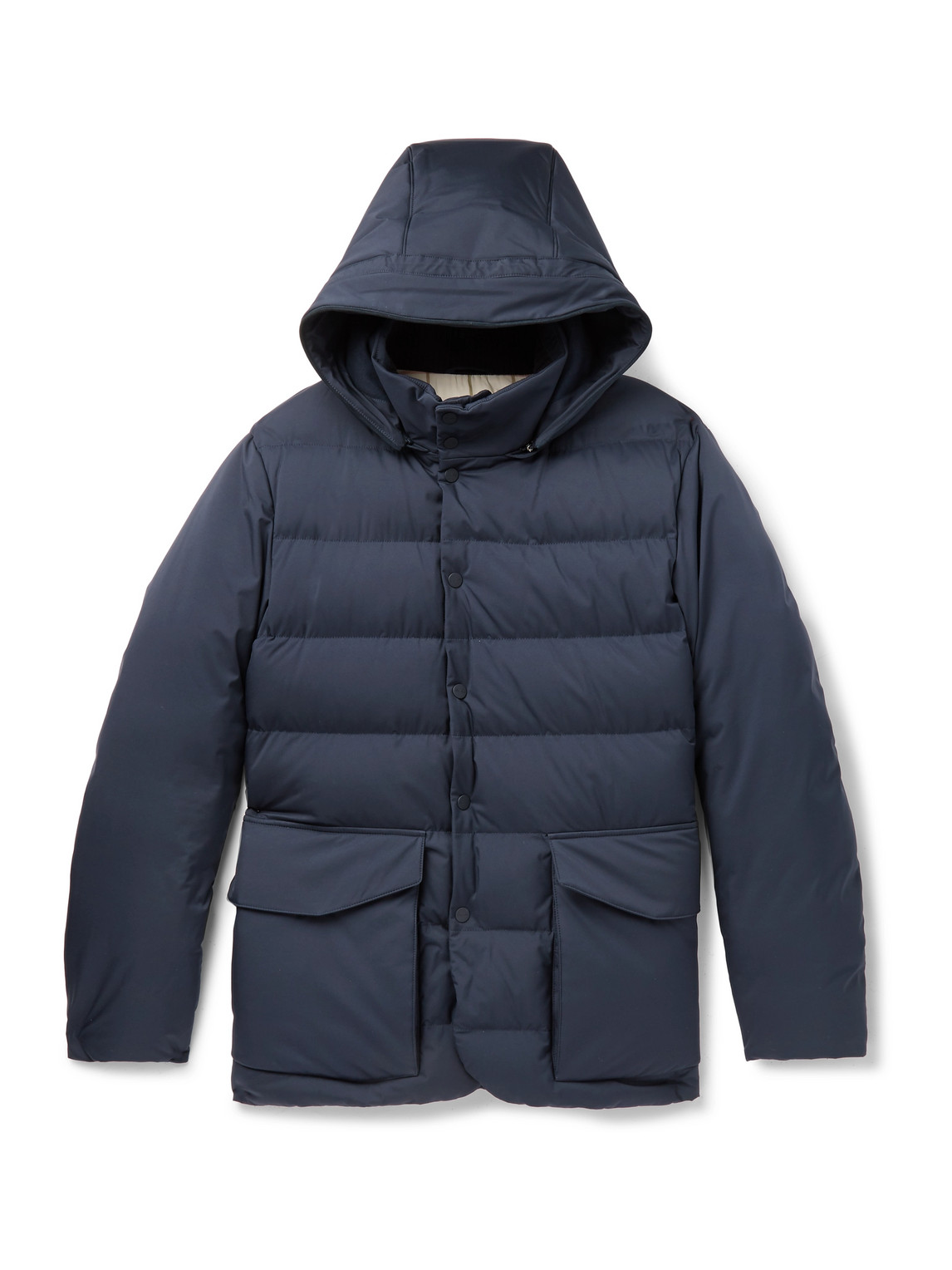 Clearwater Quilted Storm System Shell Hooded Down Jacket