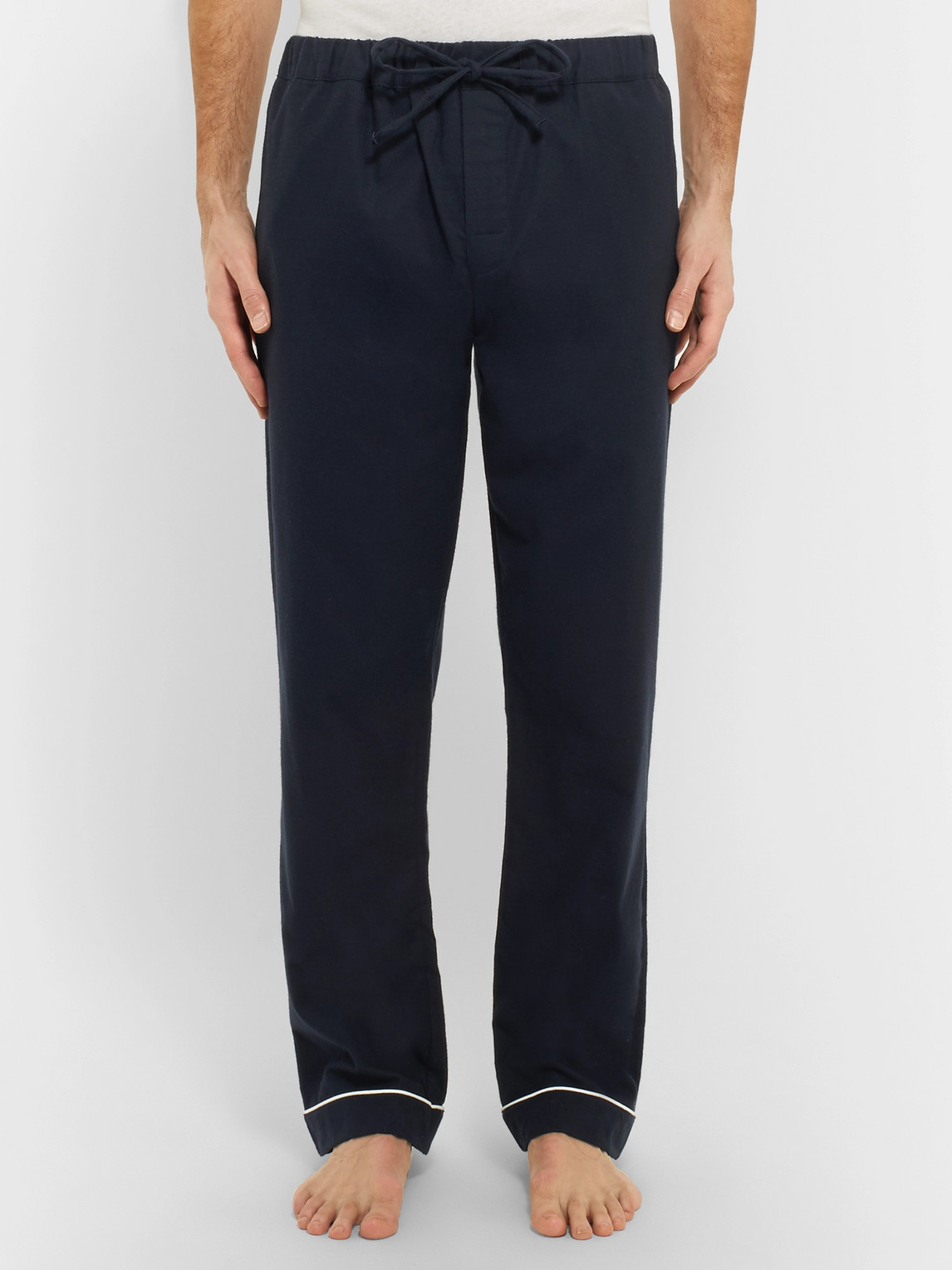 Shop Desmond & Dempsey Brushed Cotton-twill Pyjama Trousers In Blue