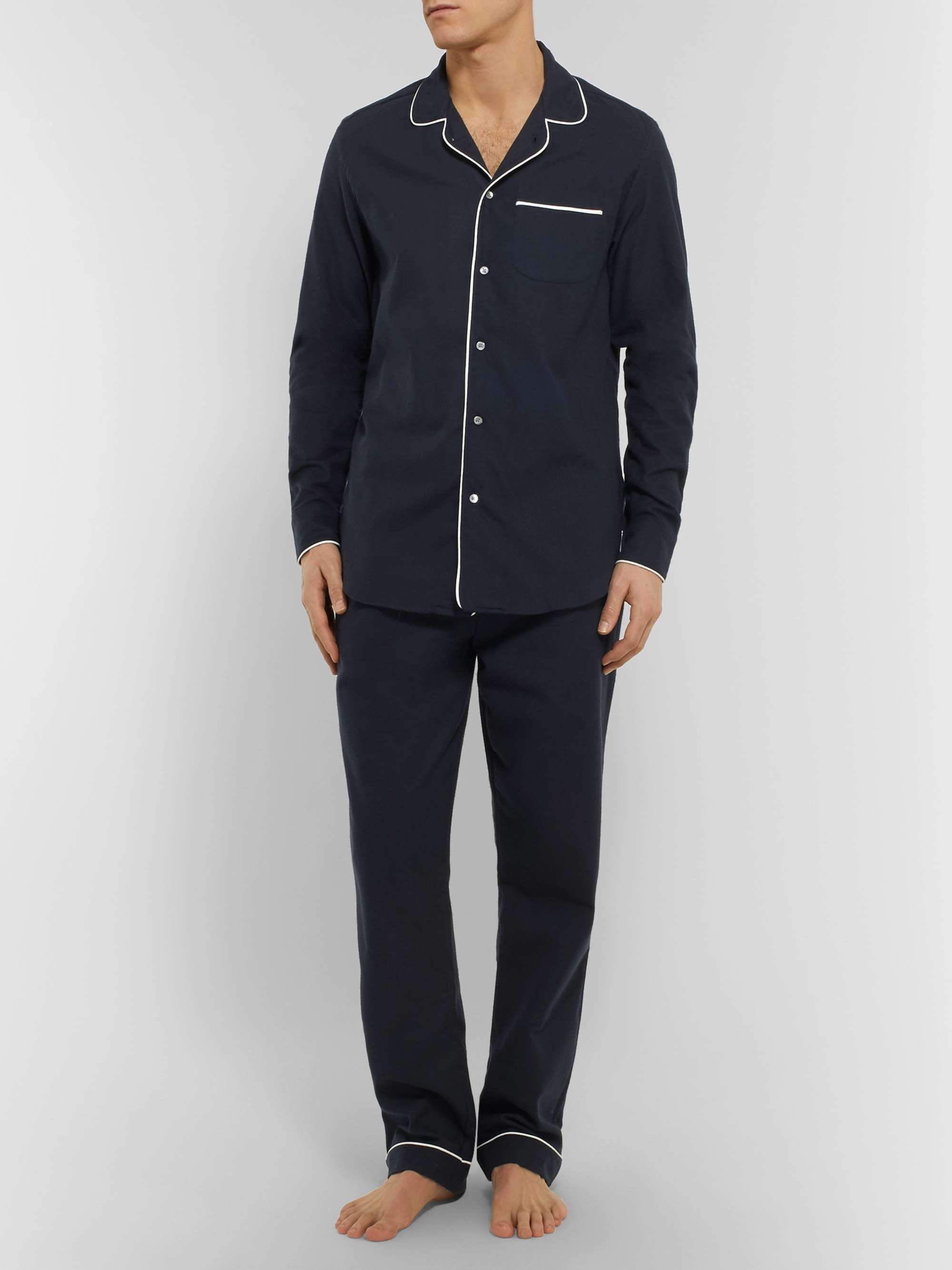 DESMOND & DEMPSEY Brushed Cotton-Twill Pyjama Trousers for Men