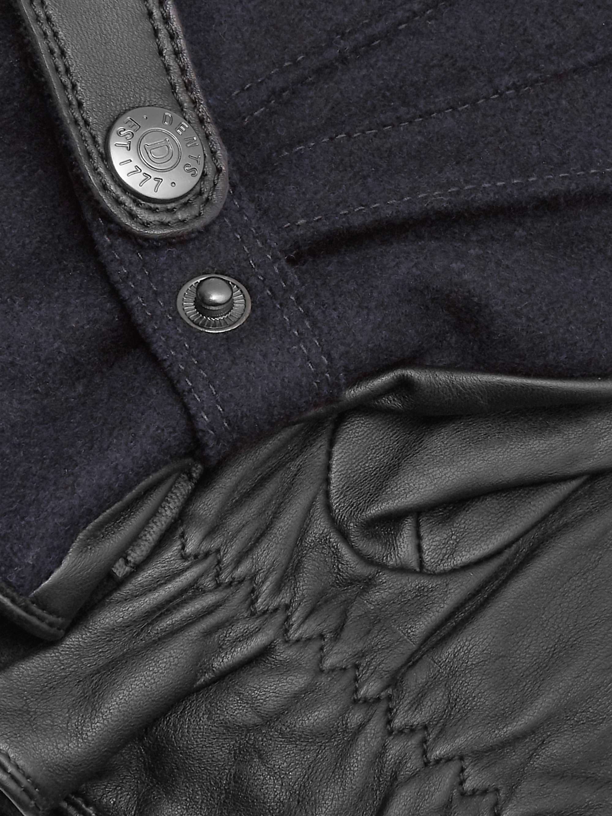 DENTS Guildford Mélange Flannel and Leather Gloves
