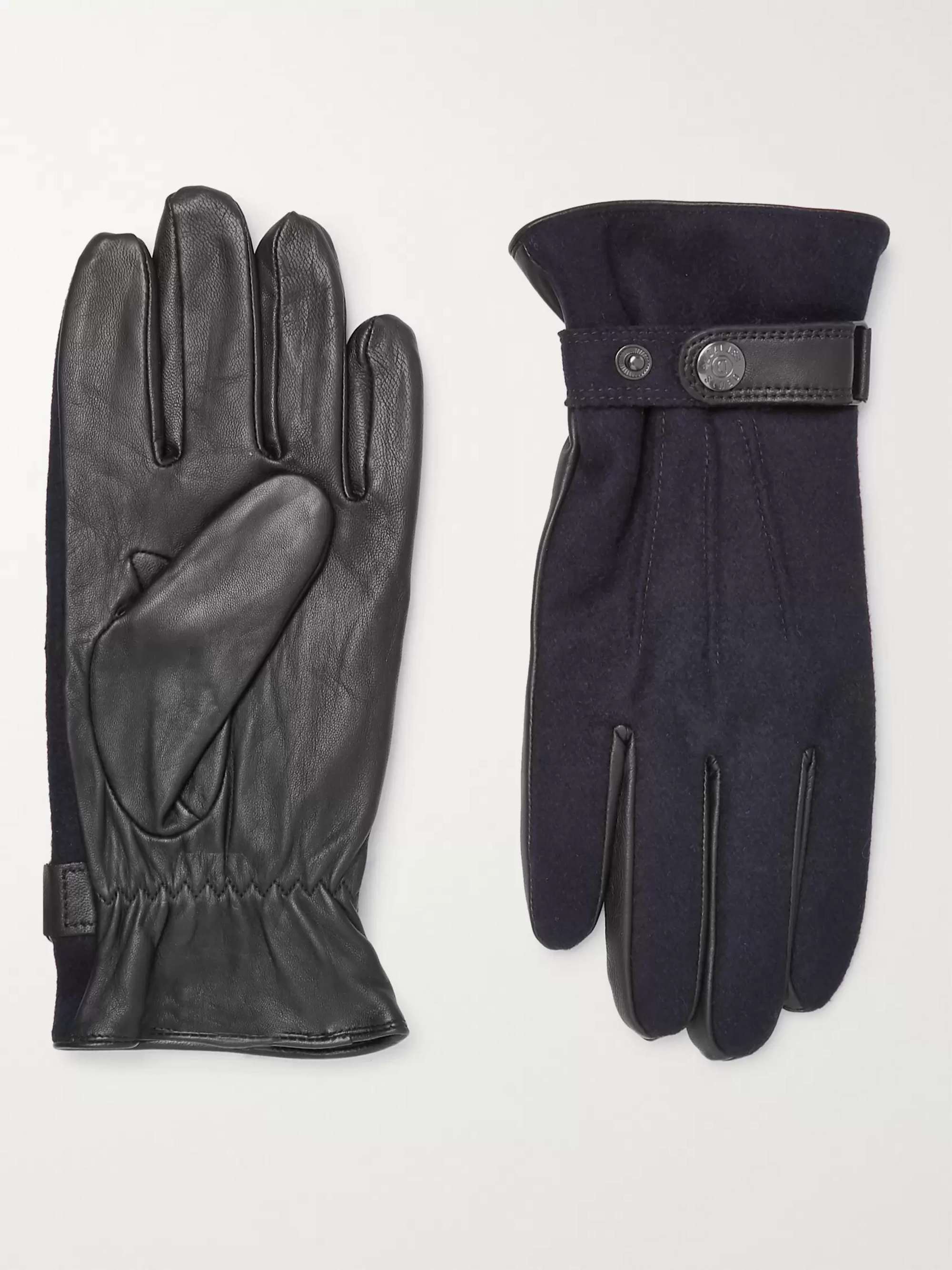 DENTS Guildford Mélange Flannel and Leather Gloves