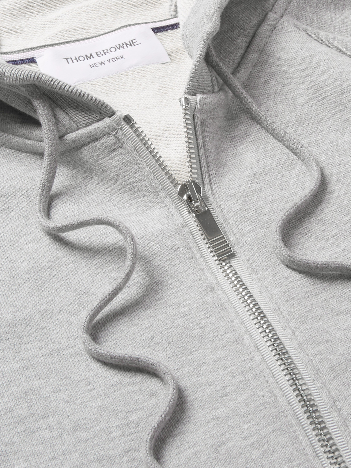 Thom Browne Mens Light Grey Striped Brand-patch Cotton-jersey Hoody In Gray