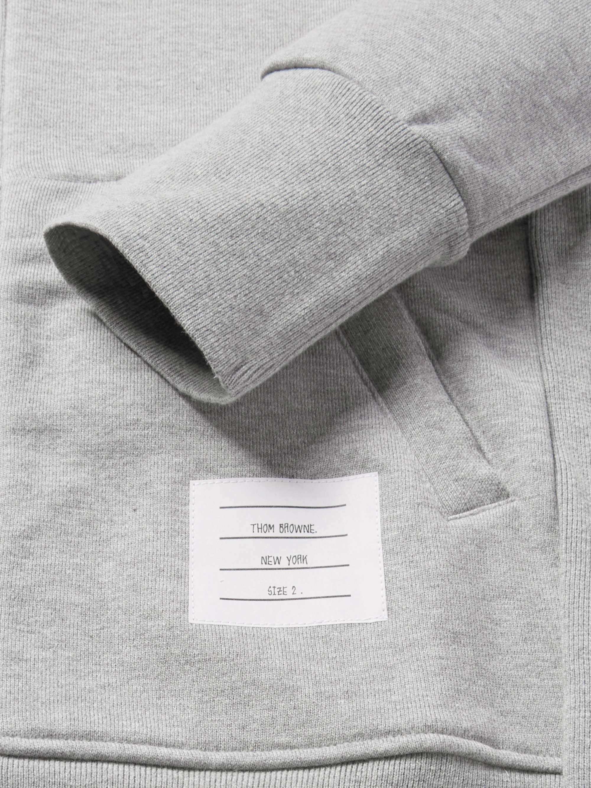 THOM BROWNE Striped Ribbed Cotton-Jersey Zip-Up Hoodie