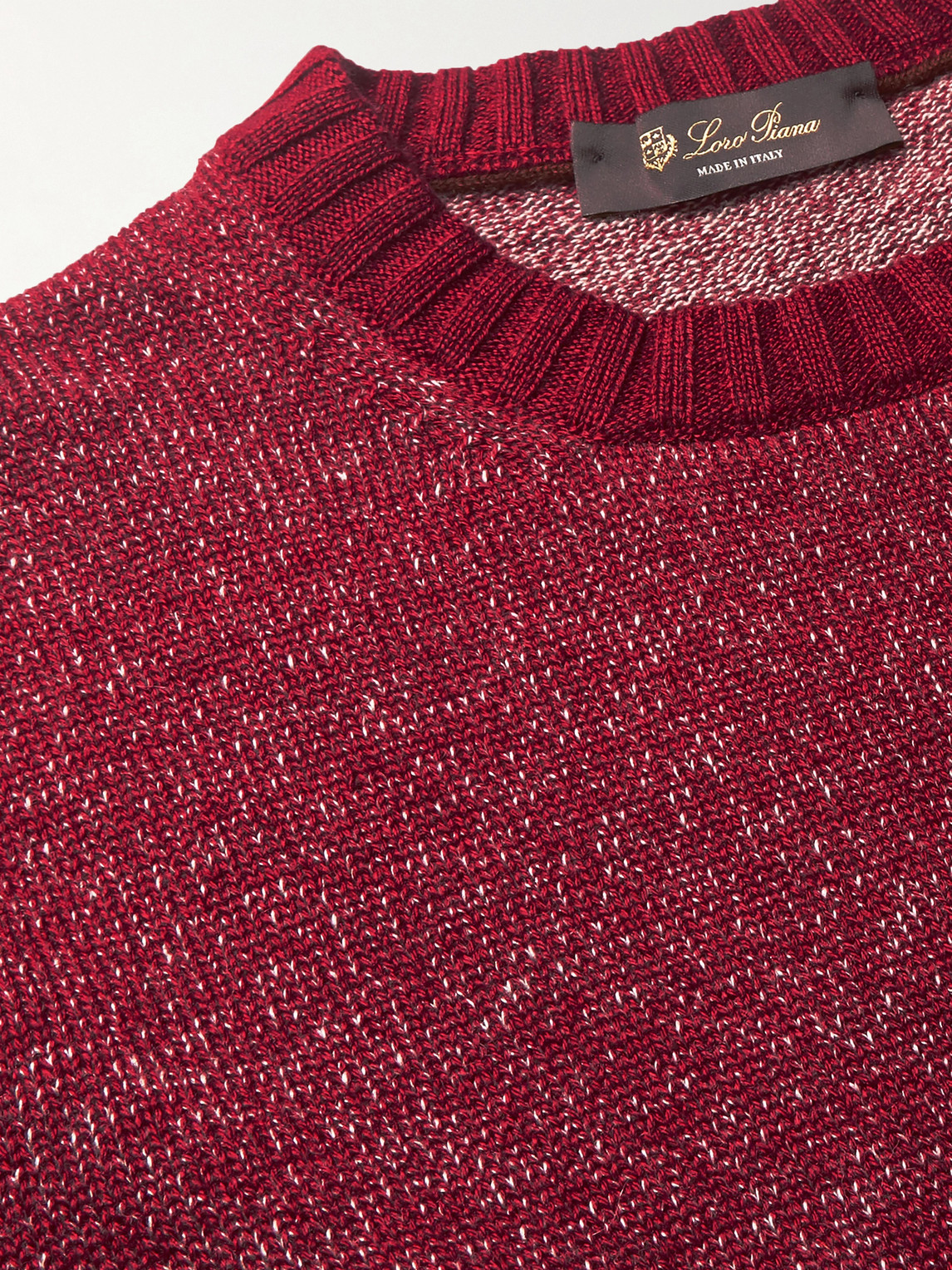 Loro Piana Mélange Linen, Cashmere And Silk-blend Sweater In Red