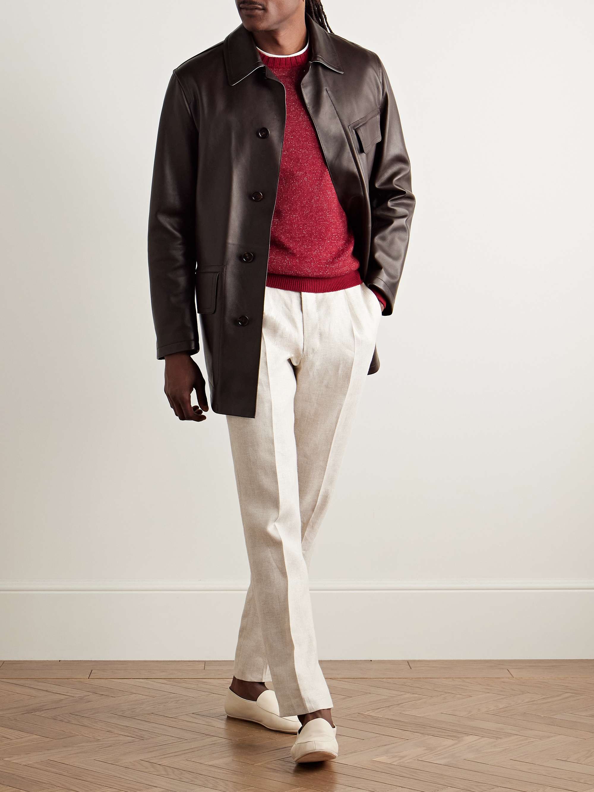LORO PIANA Mélange Linen, Cashmere and Silk-Blend Sweater