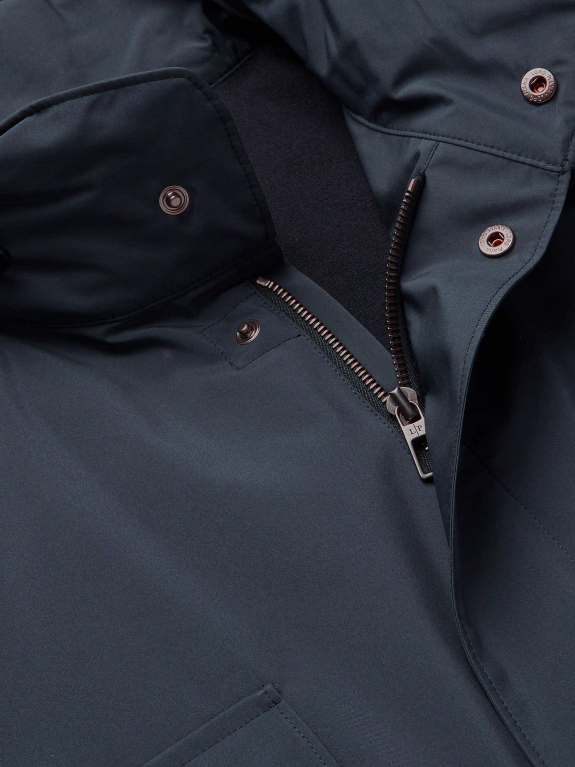 Loro Piana Traveller Windmate Storm System Shell Hooded Field Jacket In Blue