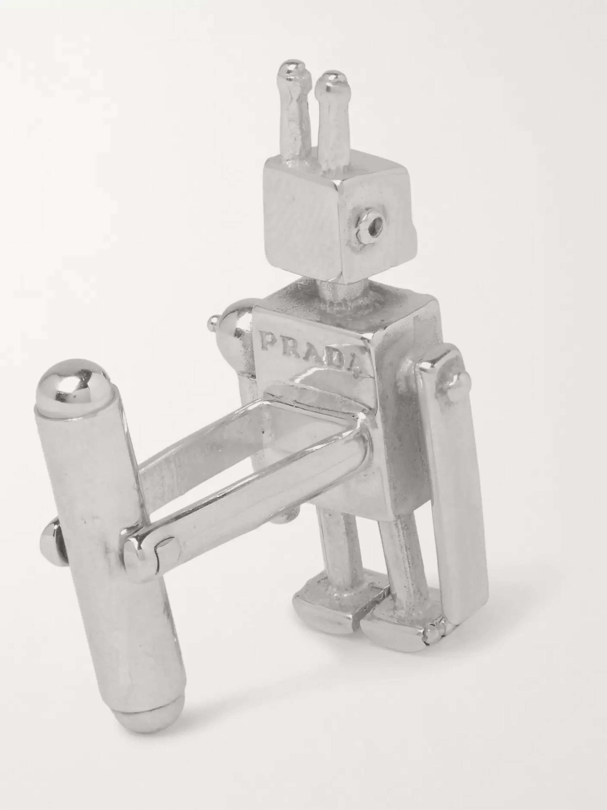 PRADA Robot Silver Crystal Cufflinks