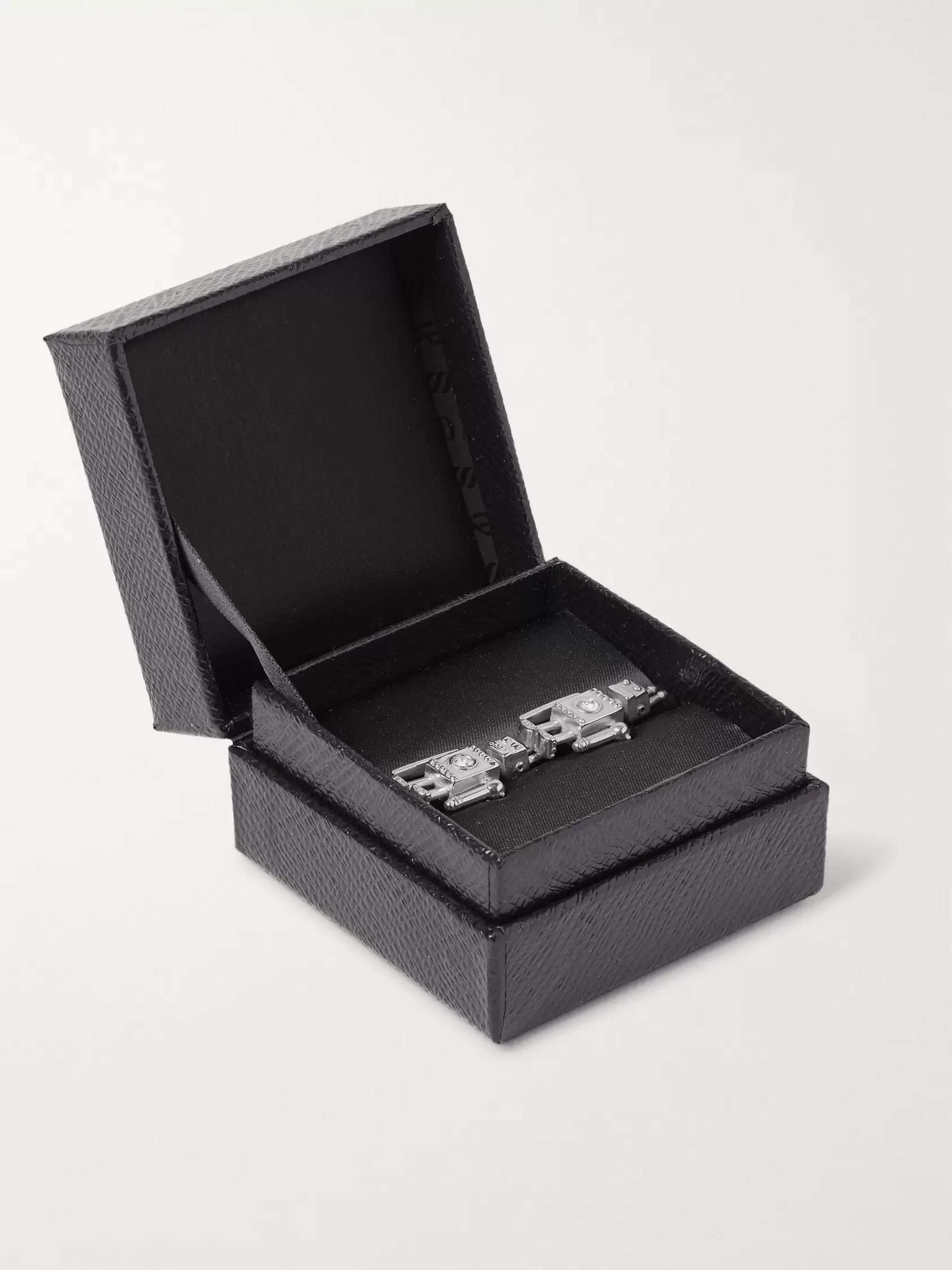 PRADA Robot Silver Crystal Cufflinks