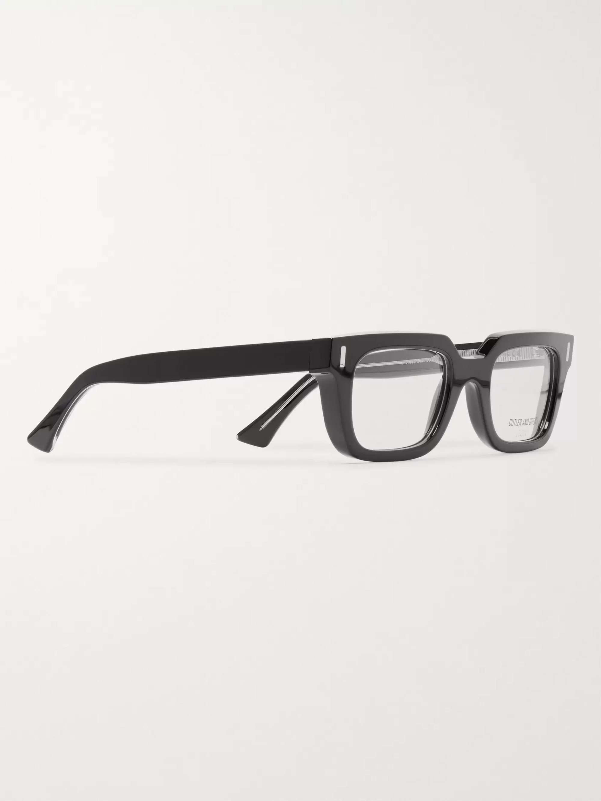 CUTLER AND GROSS Square-Frame Acetate and Silver-Tone Optical Glasses