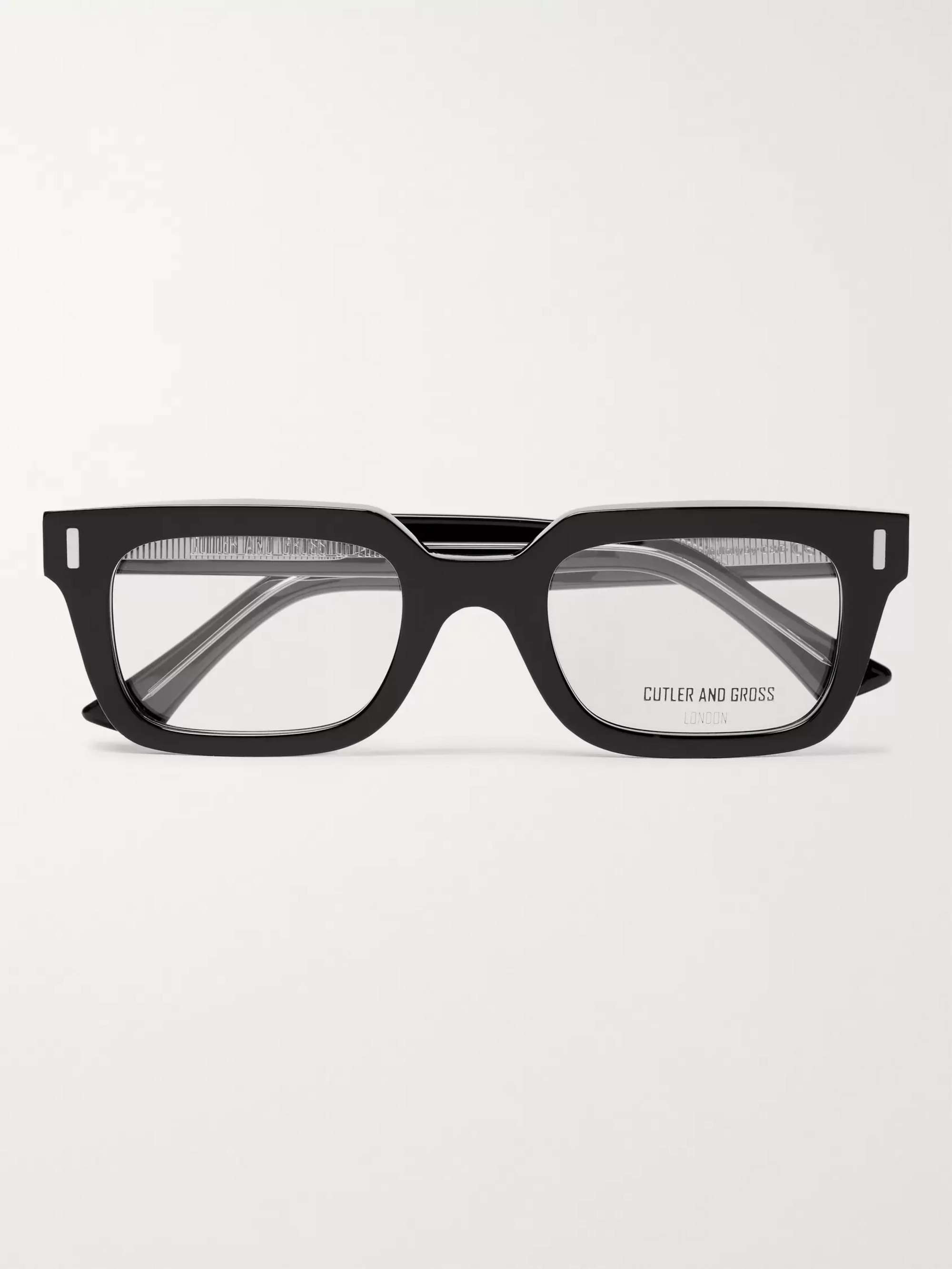 CUTLER AND GROSS Square-Frame Acetate and Silver-Tone Optical Glasses