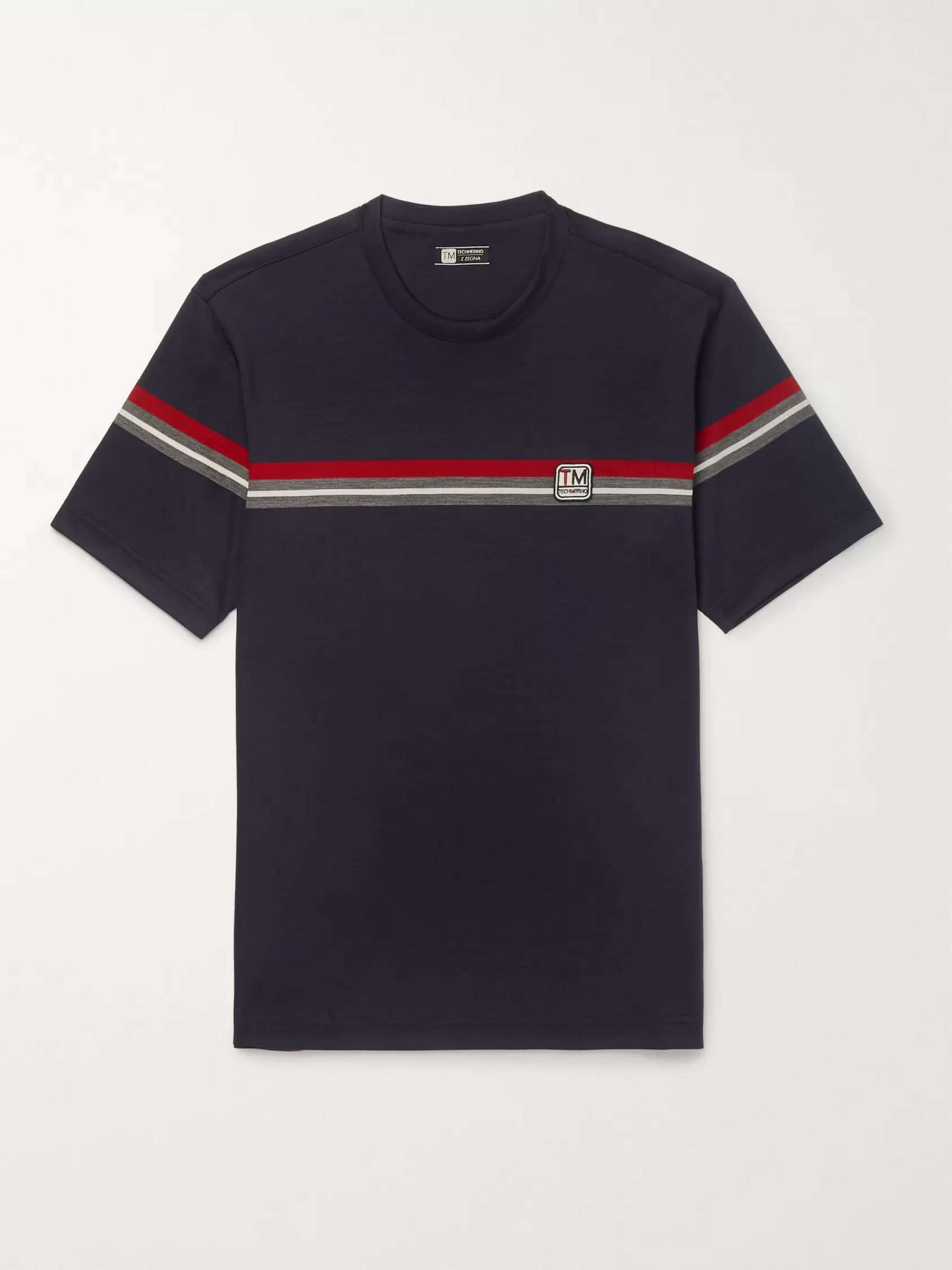 Z ZEGNA Striped TECHMERINO Wool T-Shirt