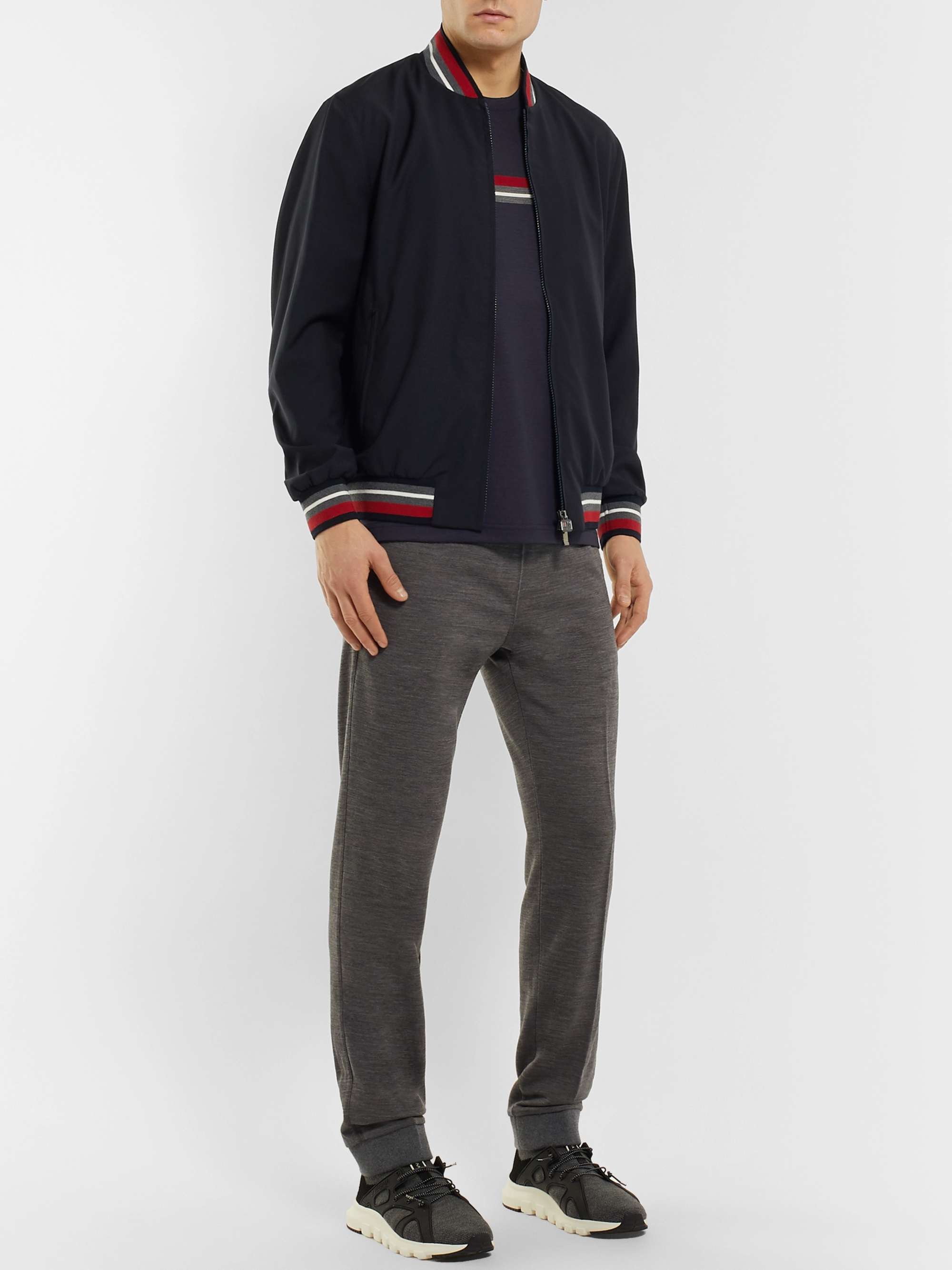 Z ZEGNA Striped TECHMERINO Wool T-Shirt