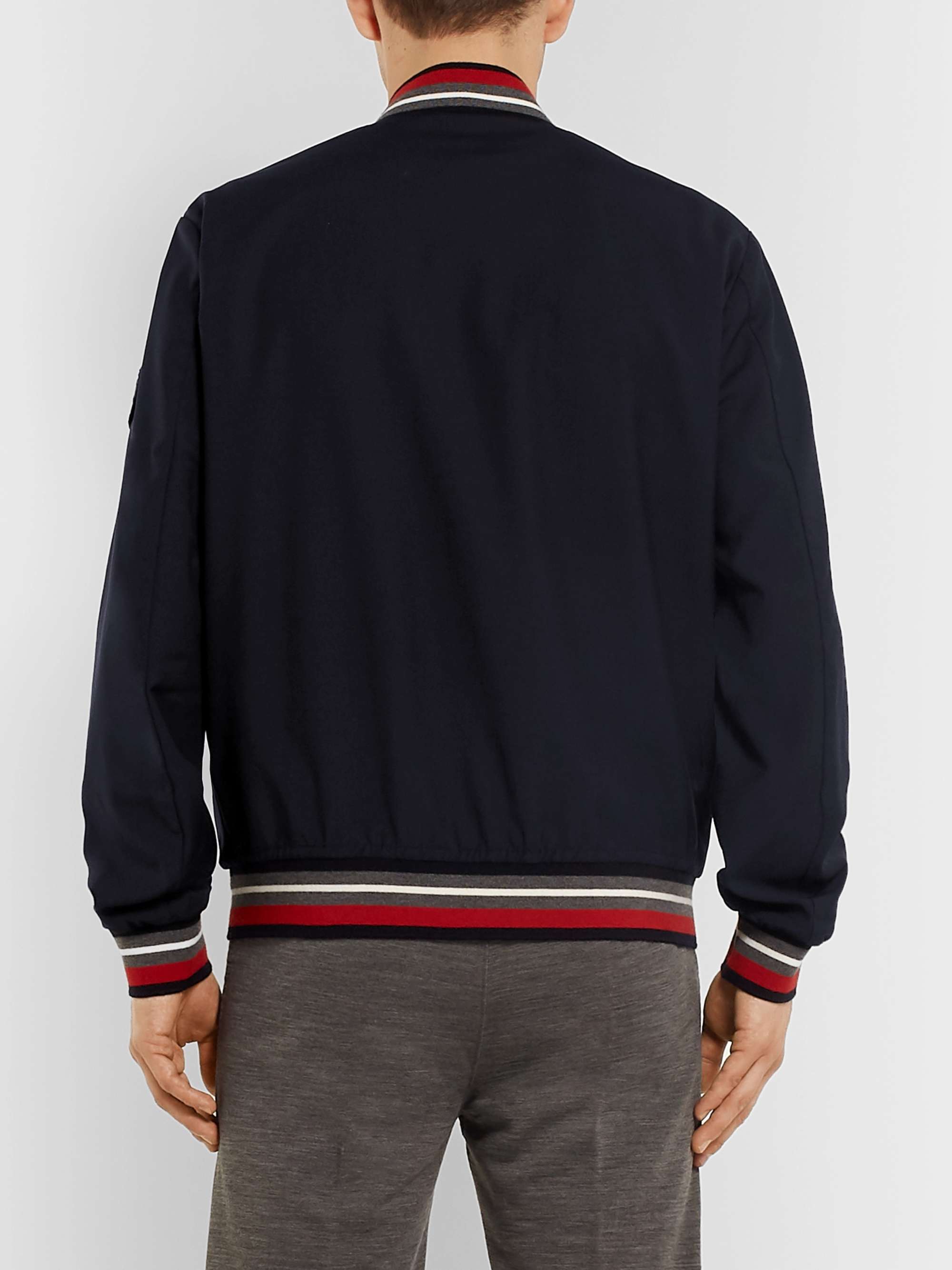 Z ZEGNA Stripe-Trimmed TECHMERINO Wool Bomber Jacket