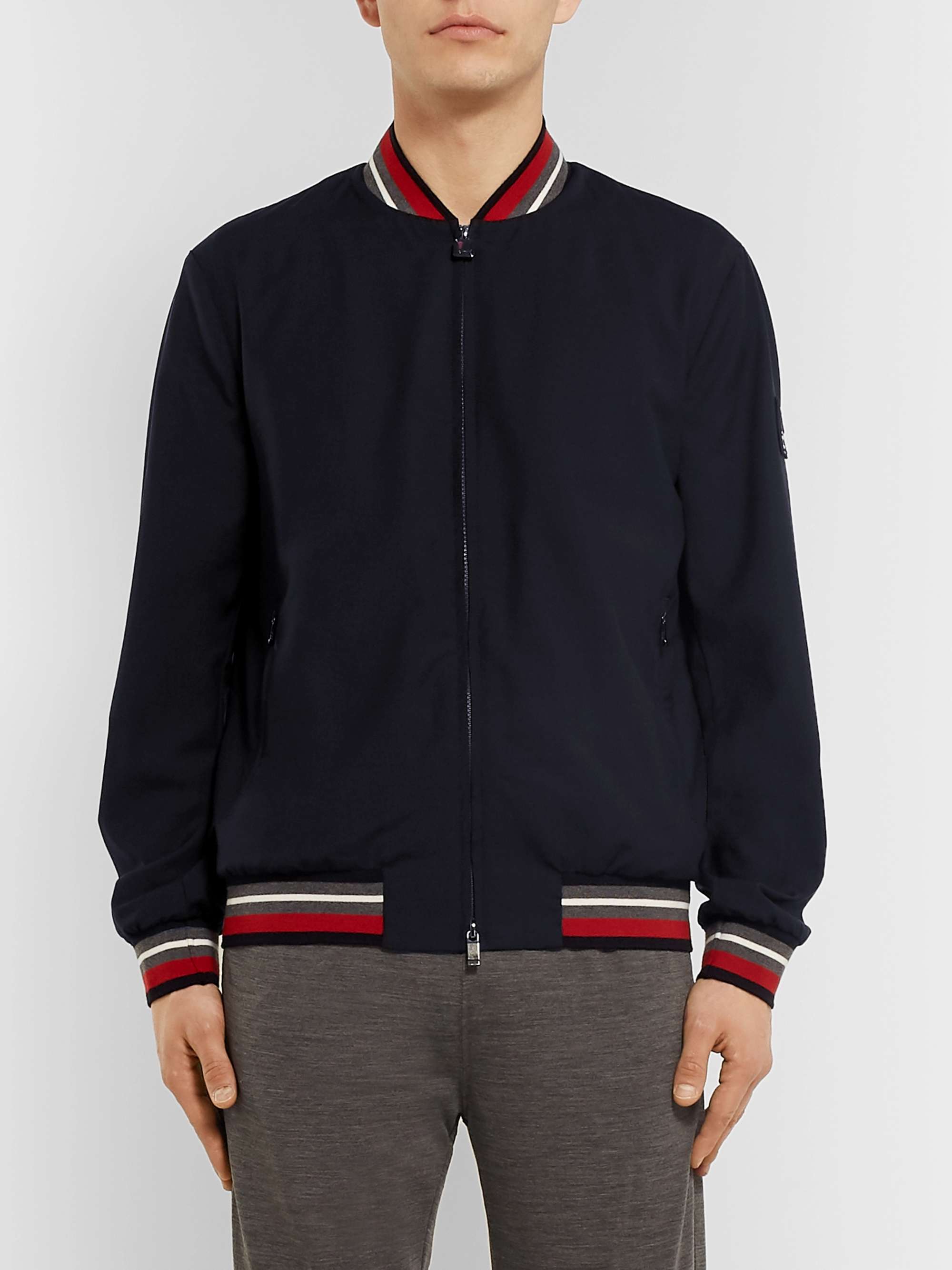 Z ZEGNA Stripe-Trimmed TECHMERINO Wool Bomber Jacket