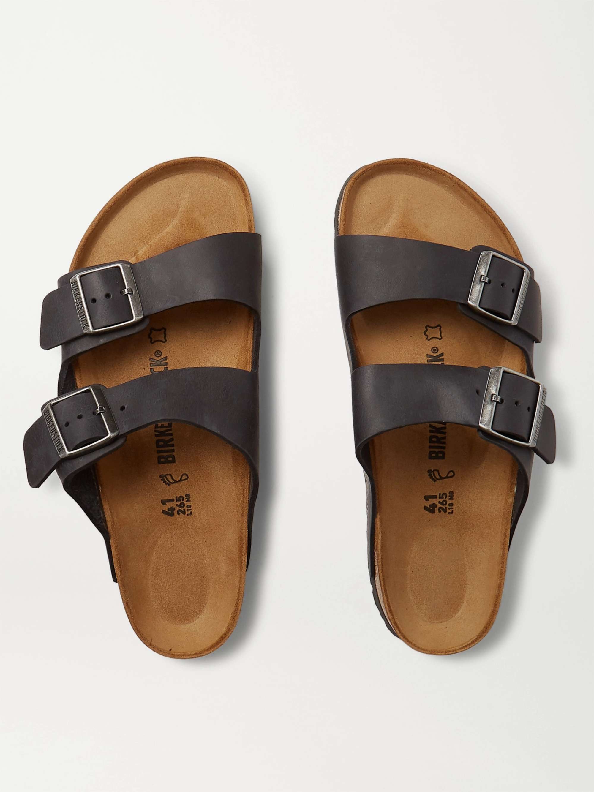 Birkenstock Arizona Black Leather Two Strap Narrow Fit Sandals