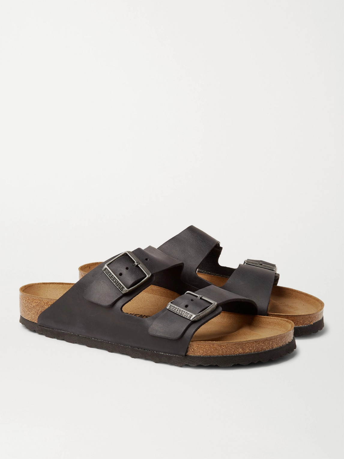 Shop Birkenstock Arizona Oiled-leather Sandals In Black