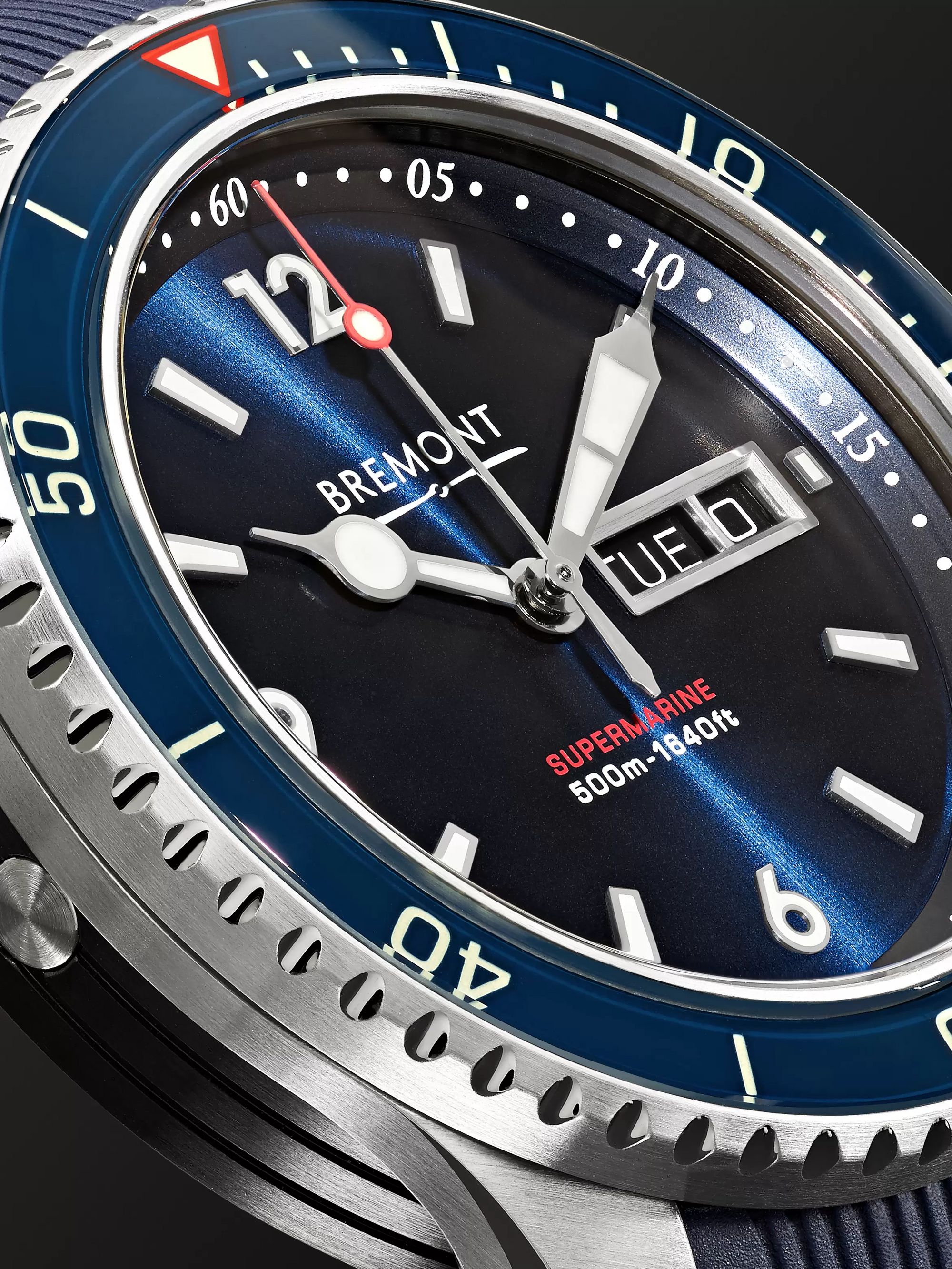 BREMONT Supermarine S500 Blue Automatic 43mm Stainless Steel and Rubber Watch, Ref. S500-BL-2018-R-S