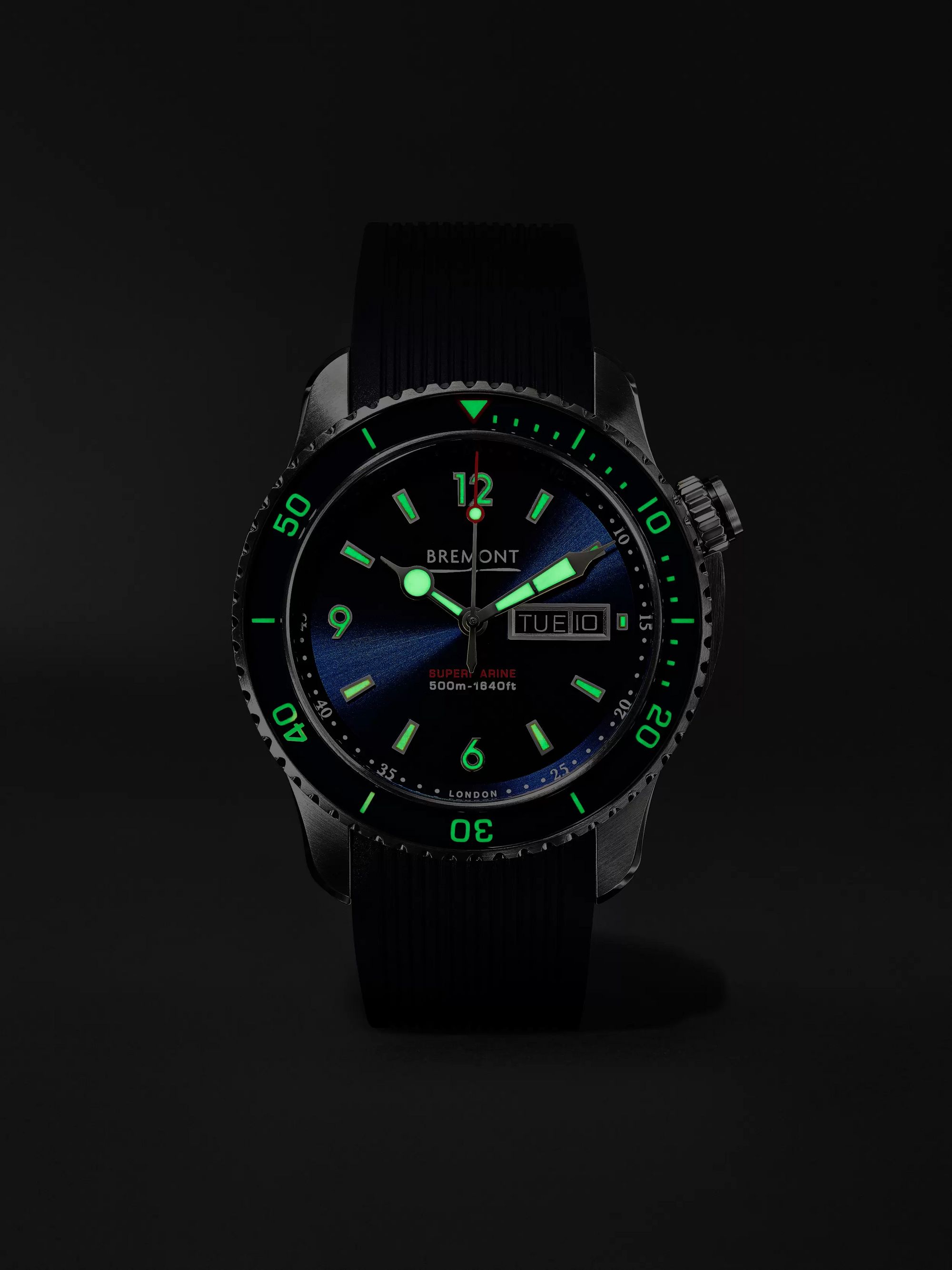 BREMONT Supermarine S500 Blue Automatic 43mm Stainless Steel and Rubber Watch, Ref. S500-BL-2018-R-S