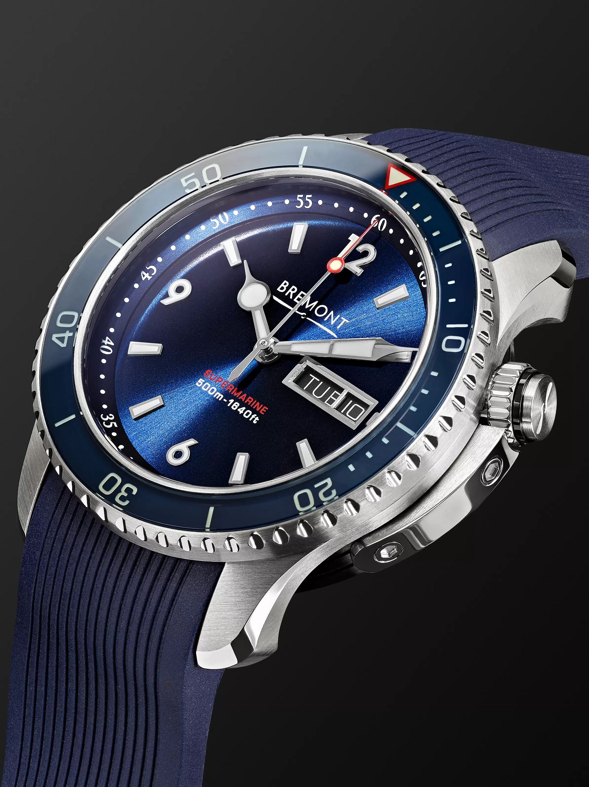 BREMONT Supermarine S500 Blue Automatic 43mm Stainless Steel and Rubber Watch, Ref. S500-BL-2018-R-S