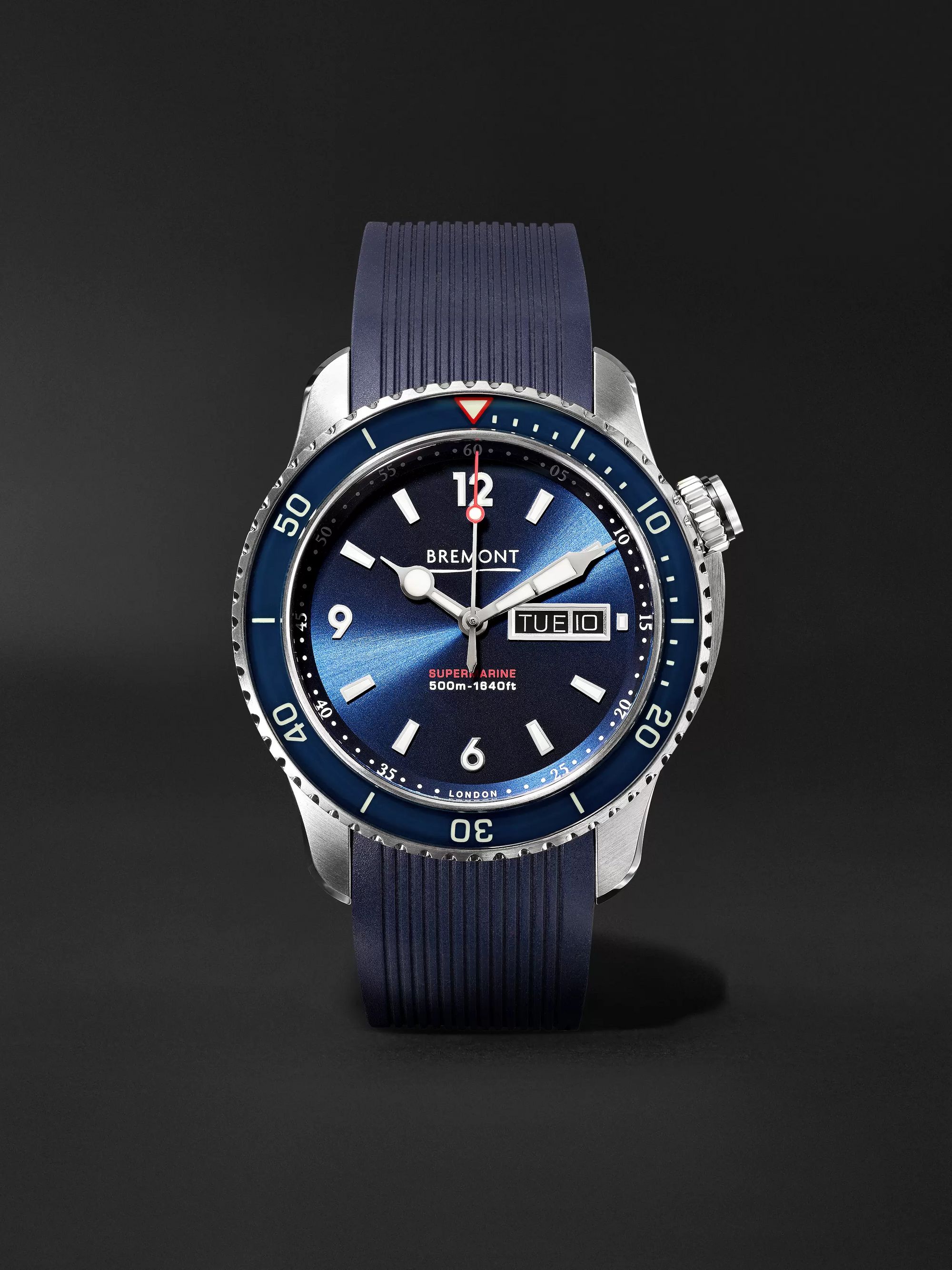 BREMONT Supermarine S500 Blue Automatic 43mm Stainless Steel and Rubber Watch, Ref. S500-BL-2018-R-S