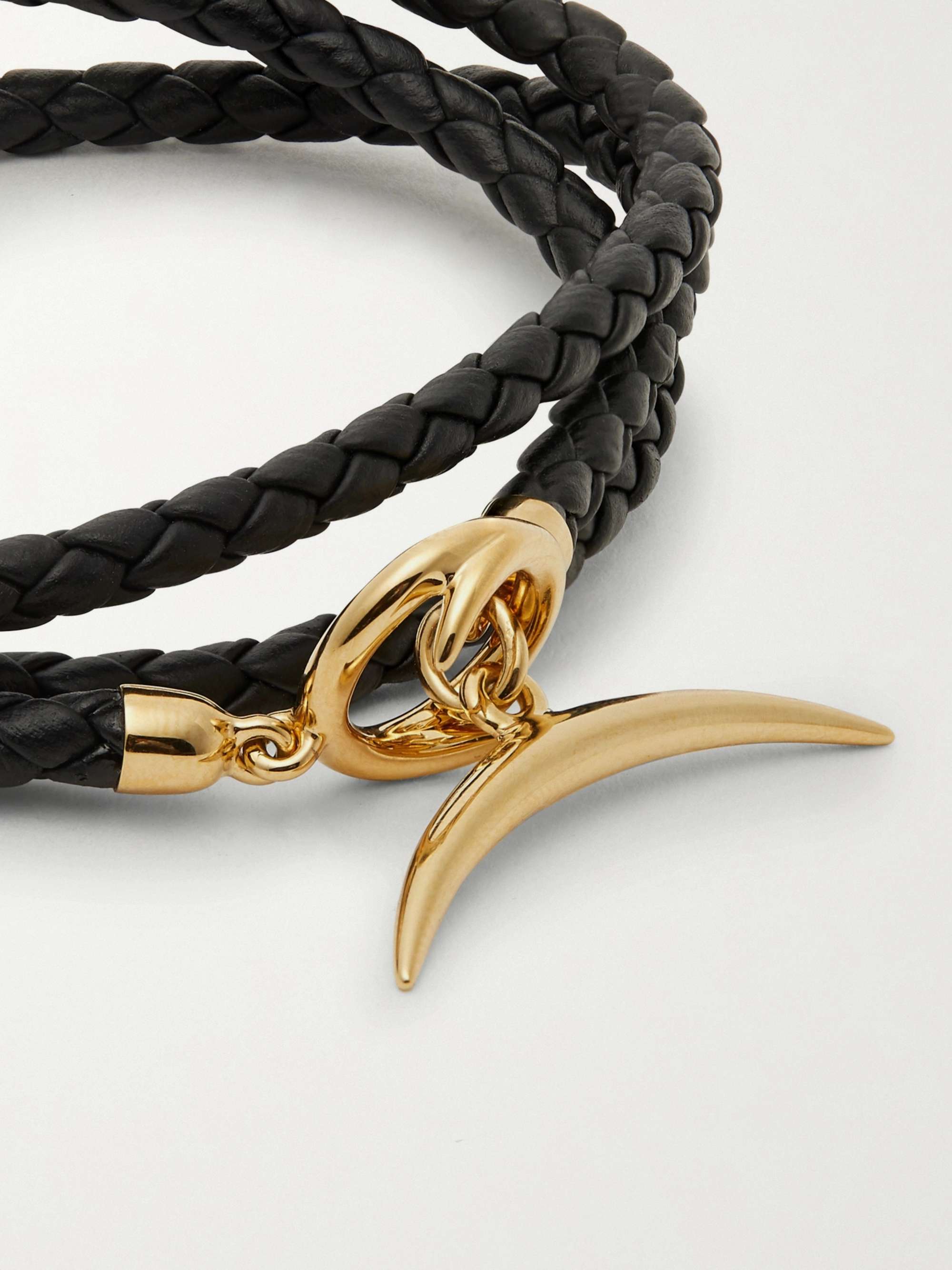 SHAUN LEANE Quill Woven Leather and Gold-Plated Wrap Bracelet | MR PORTER