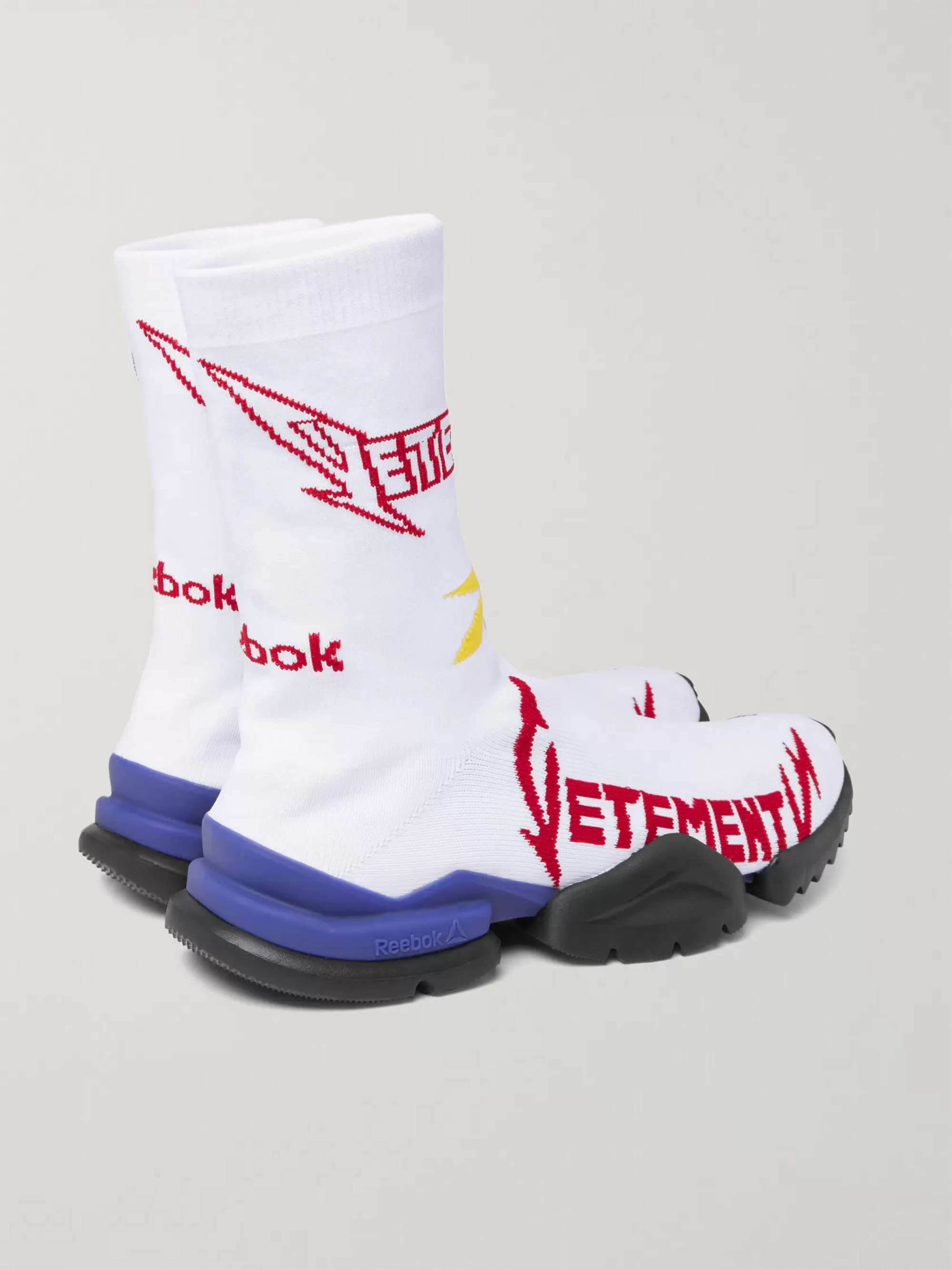 VETEMENTS + Reebok Sock Pump Logo-Jacquard Stretch-Knit Sneakers