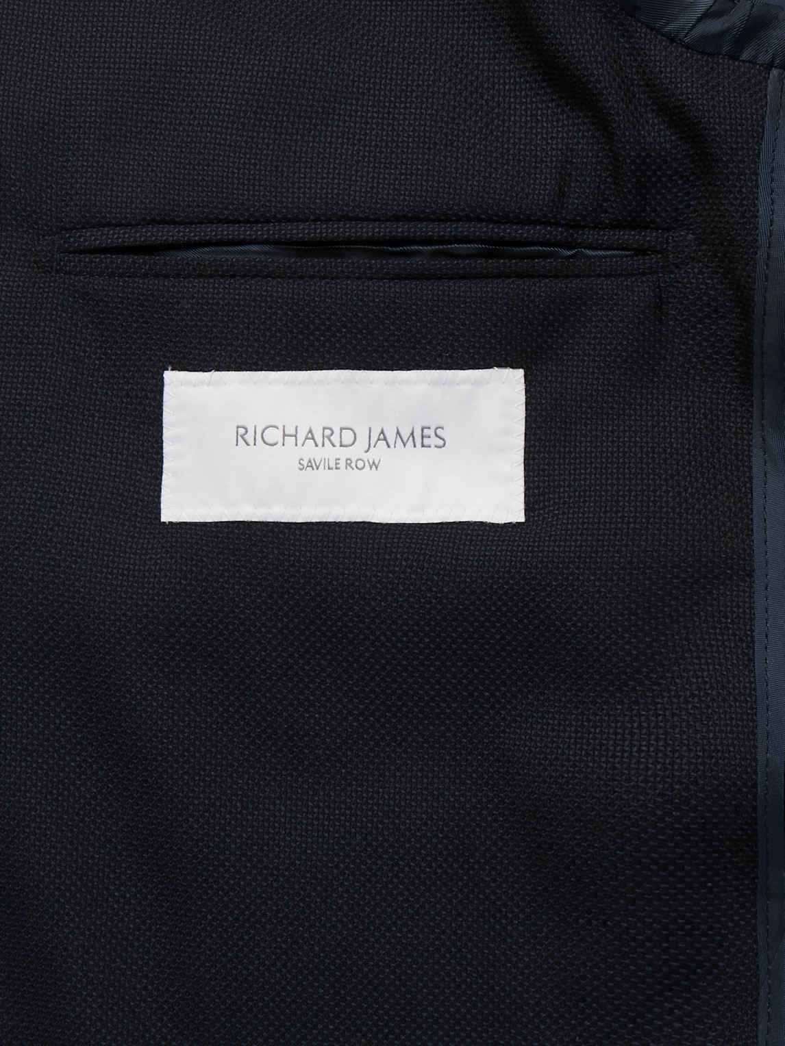 Shop Richard James Navy Spirit Slim-fit Wool-hopsack Blazer In Blue