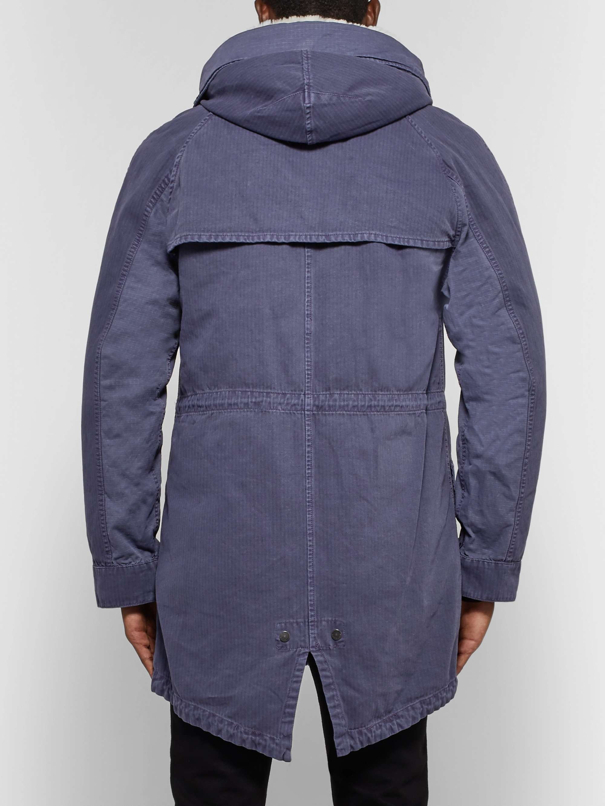 YVES SALOMON Shearling-Trimmed Cotton Hooded Parka with Detachable Down Lining